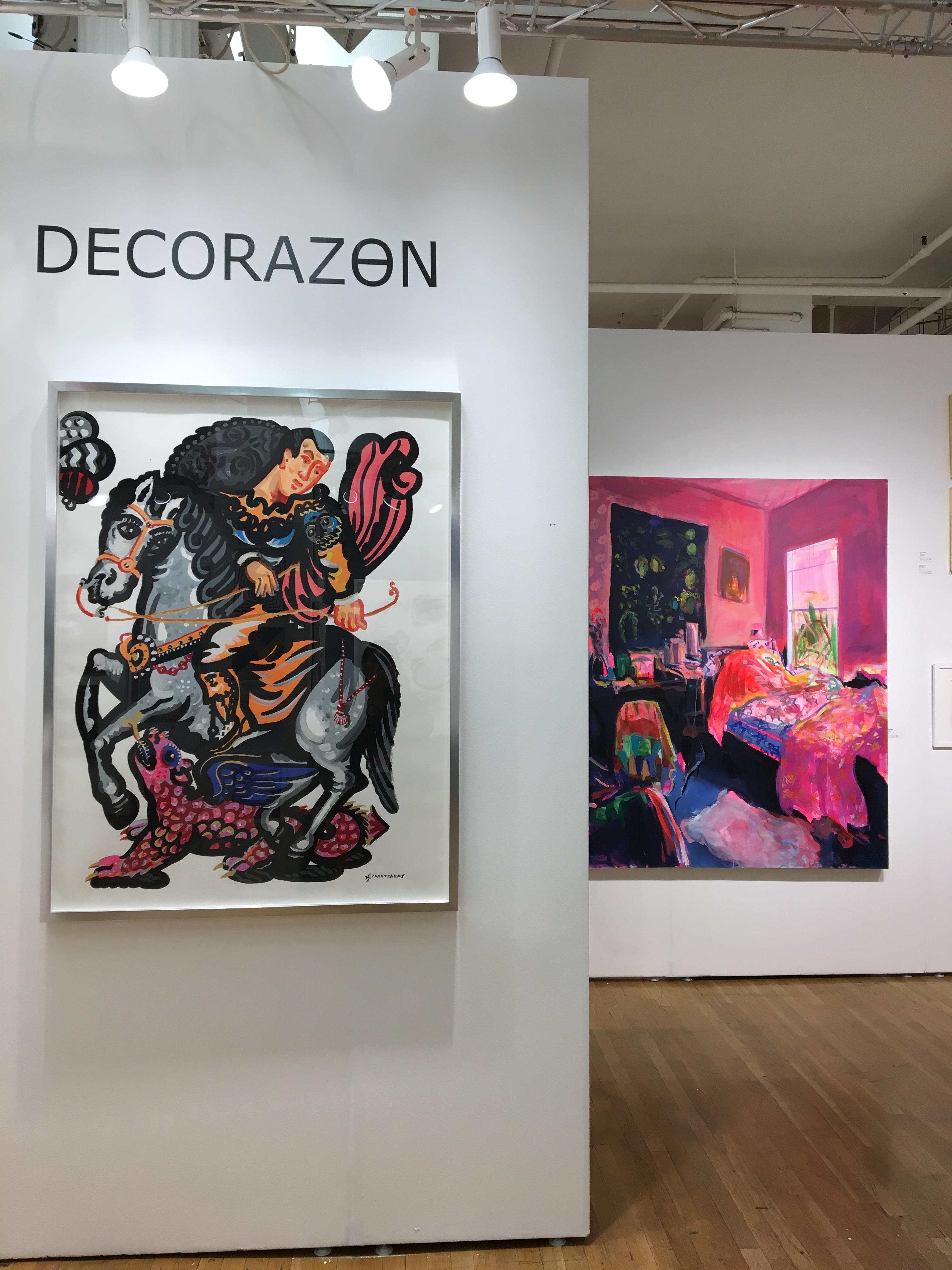 The Rider and the Pink Dragon, Pop Art im zeitgenössischen Stil, kühne Malerei mit Pferd im Angebot 5