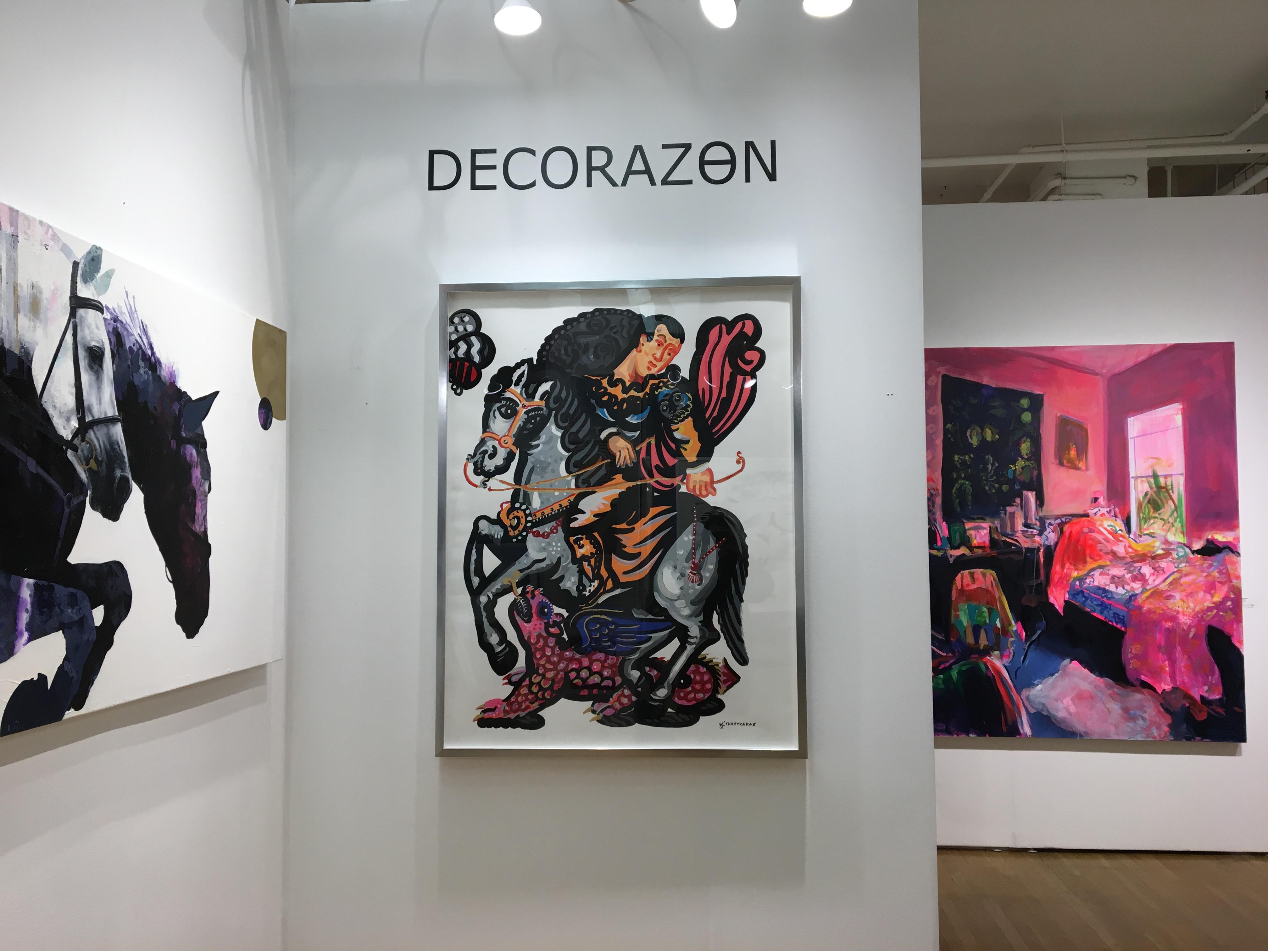 The Rider and the Pink Dragon, Pop Art im zeitgenössischen Stil, kühne Malerei mit Pferd im Angebot 6