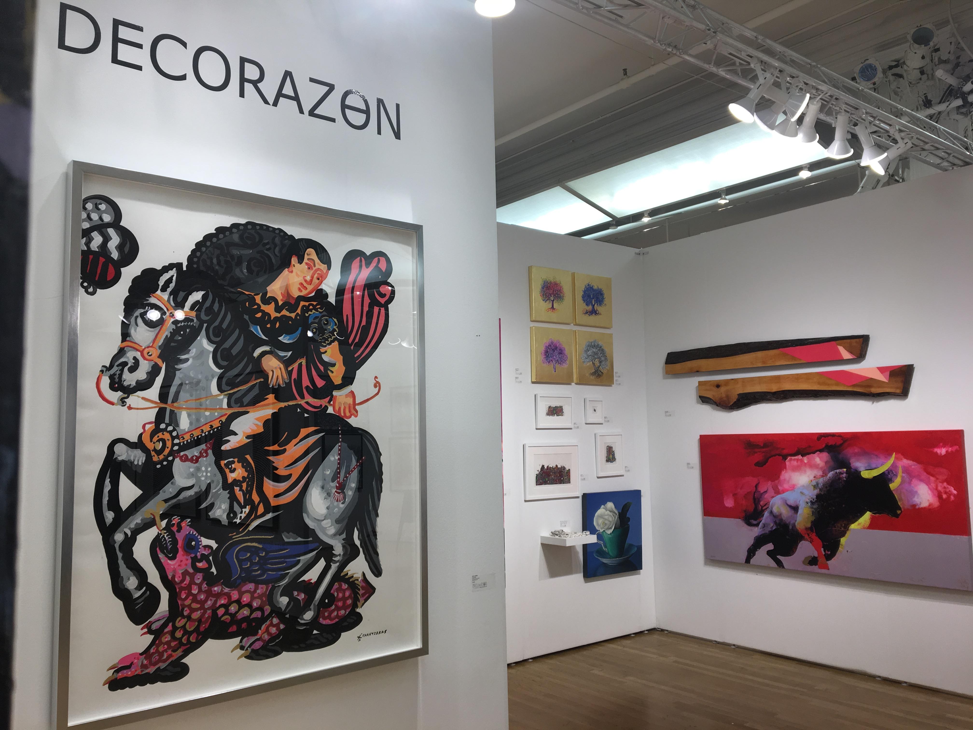 The Rider and the Pink Dragon, Pop Art im zeitgenössischen Stil, kühne Malerei mit Pferd im Angebot 2