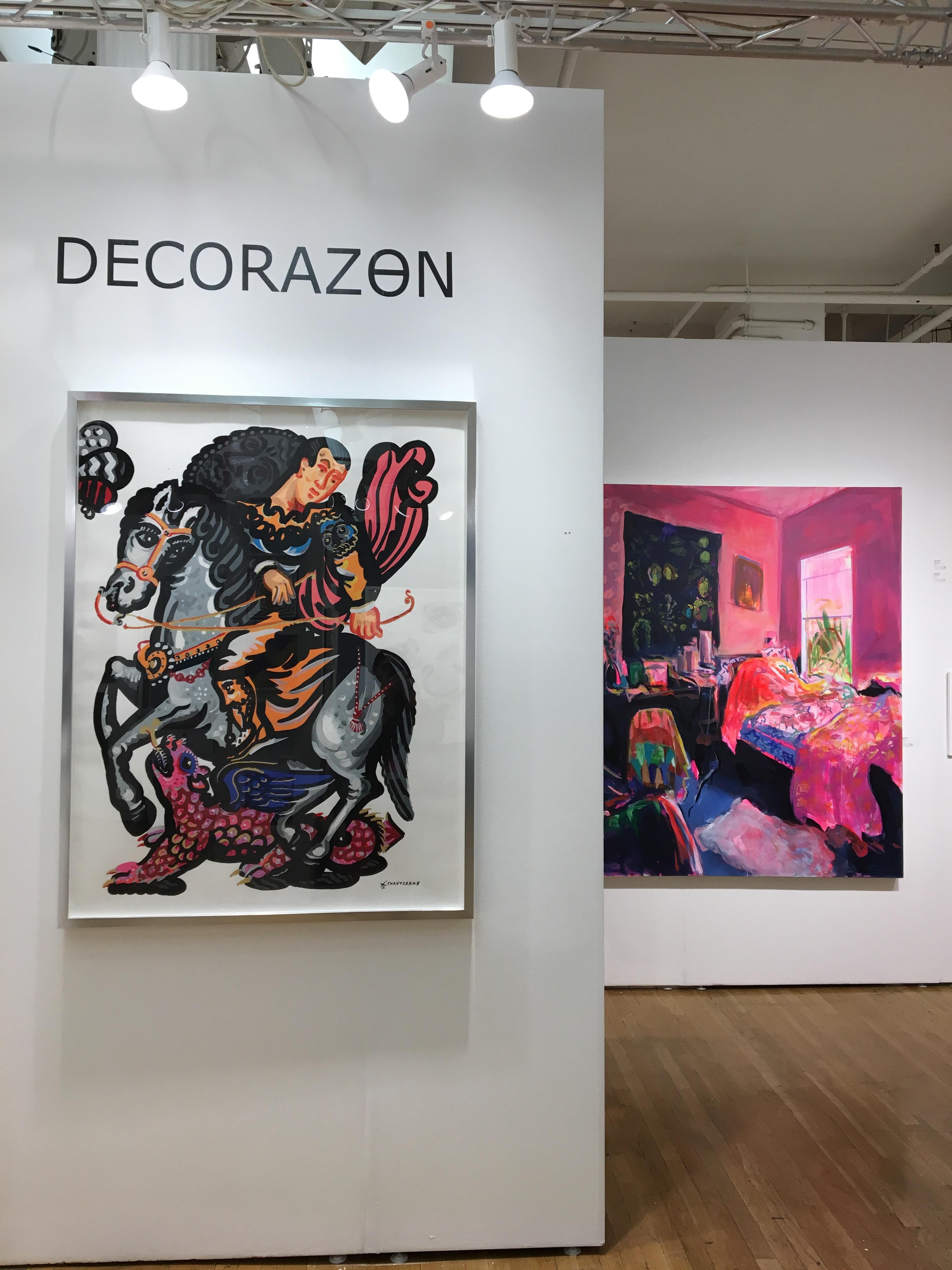 The Rider and the Pink Dragon, Pop Art im zeitgenössischen Stil, kühne Malerei mit Pferd im Angebot 4