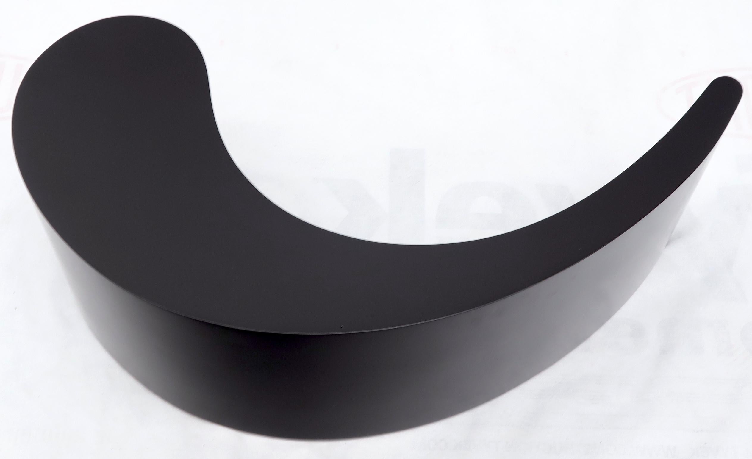 Apostrophe Shape Black Lacquer Kidney Shape Glass Top Coffee Table 3