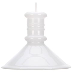 Apoteker Pendant, White Blown Glass Lamp by Sidse Werner for Holmegaard, 1981