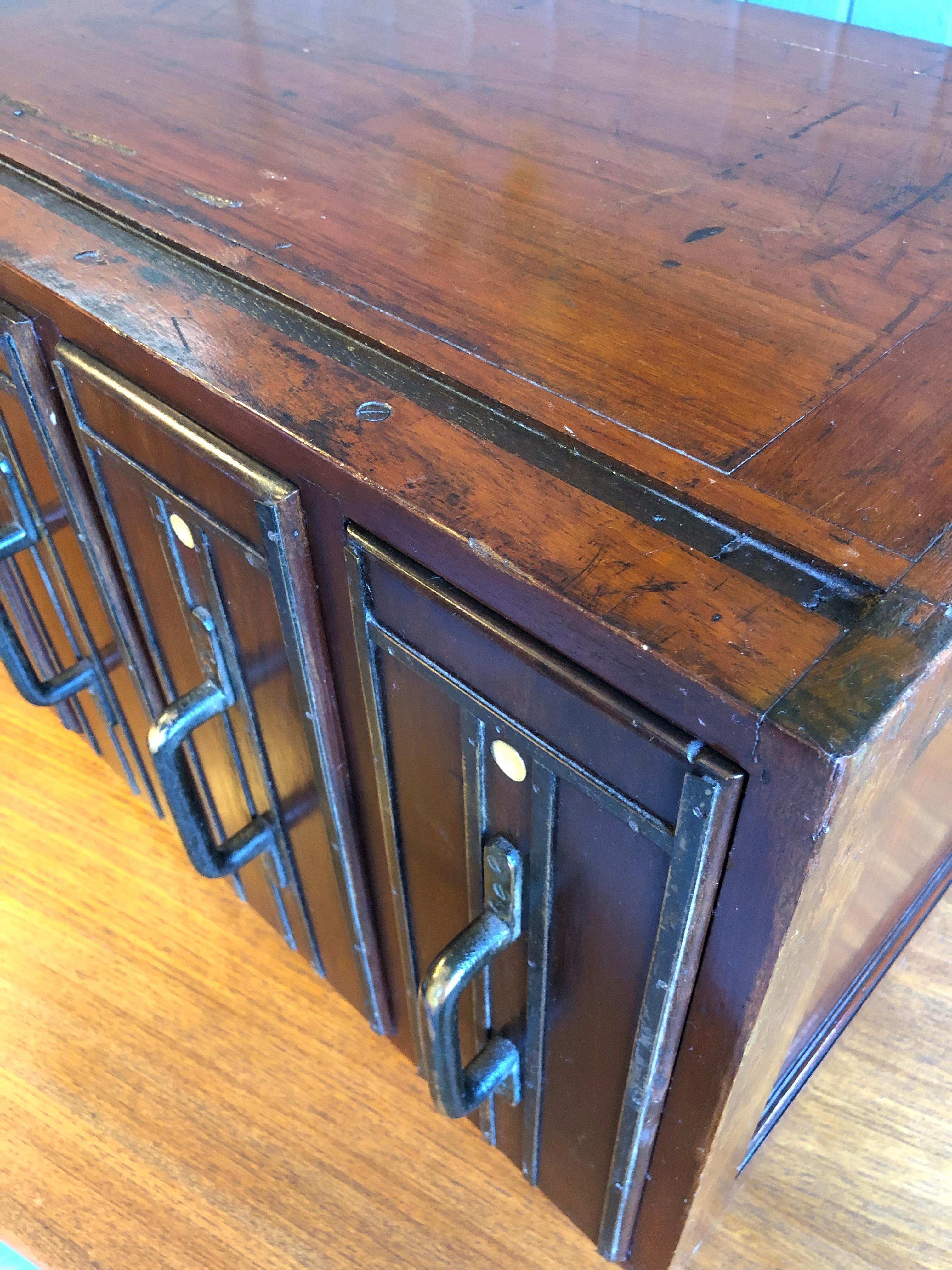 Apothecary Cabinet, Early 20th Century, Vertical Drawers with 113 Glass Bottles 4