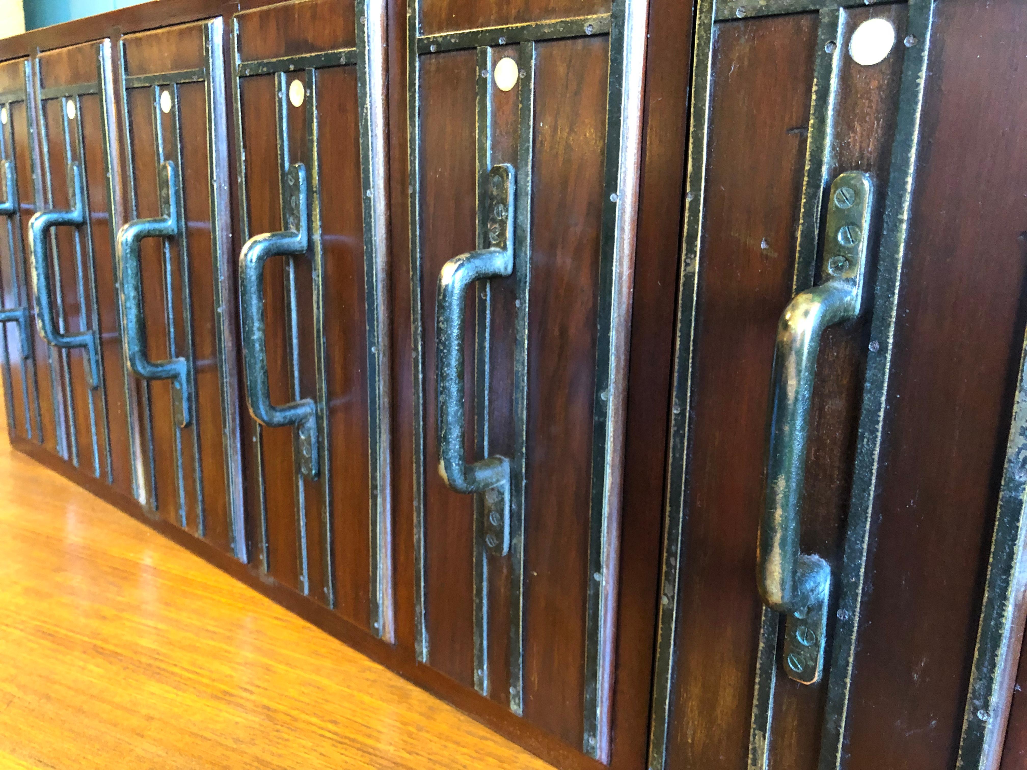 Apothecary Cabinet, Early 20th Century, Vertical Drawers with 113 Glass Bottles 12