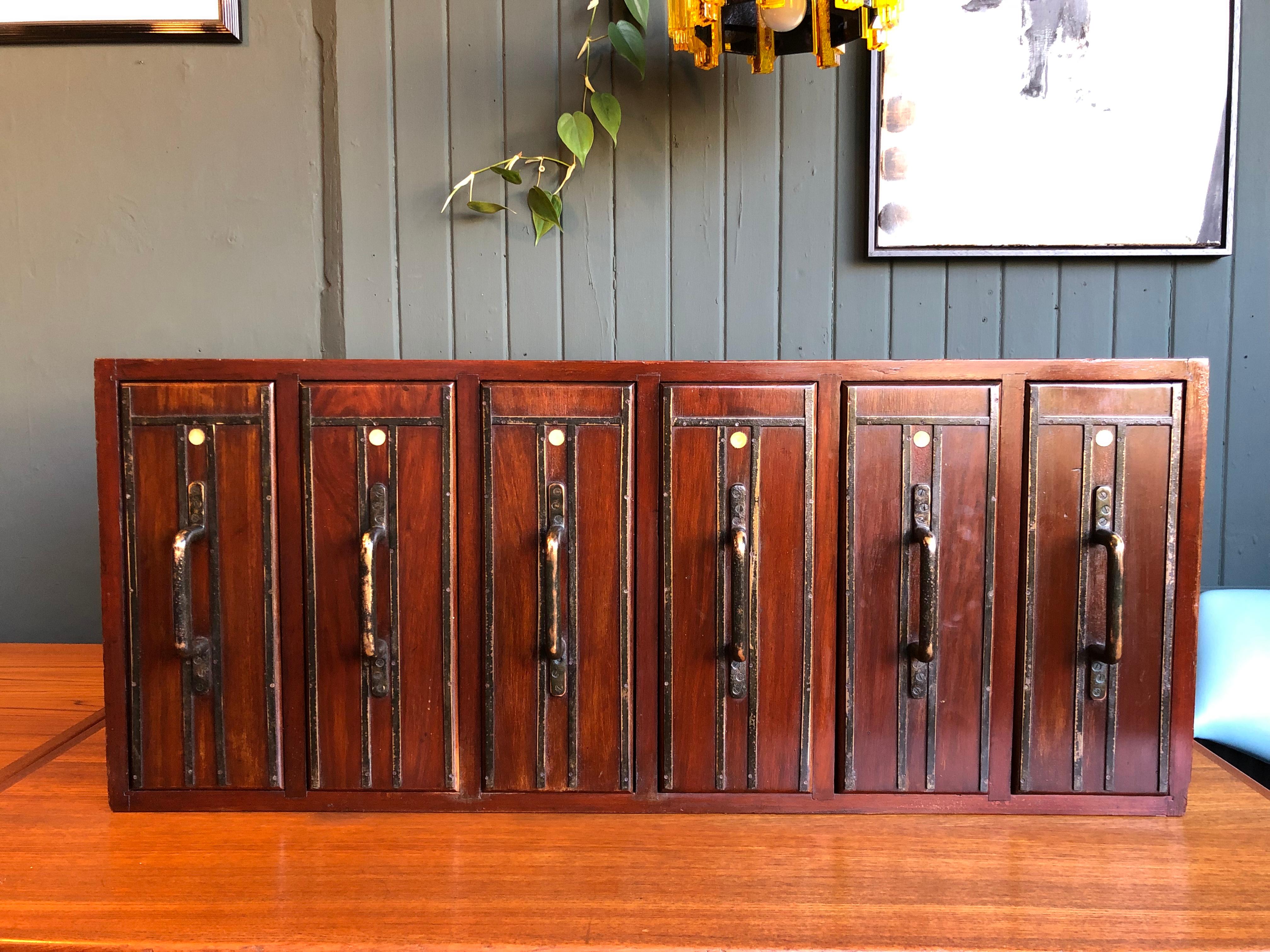 Apothecary Cabinet, Early 20th Century, Vertical Drawers with 113 Glass Bottles 2