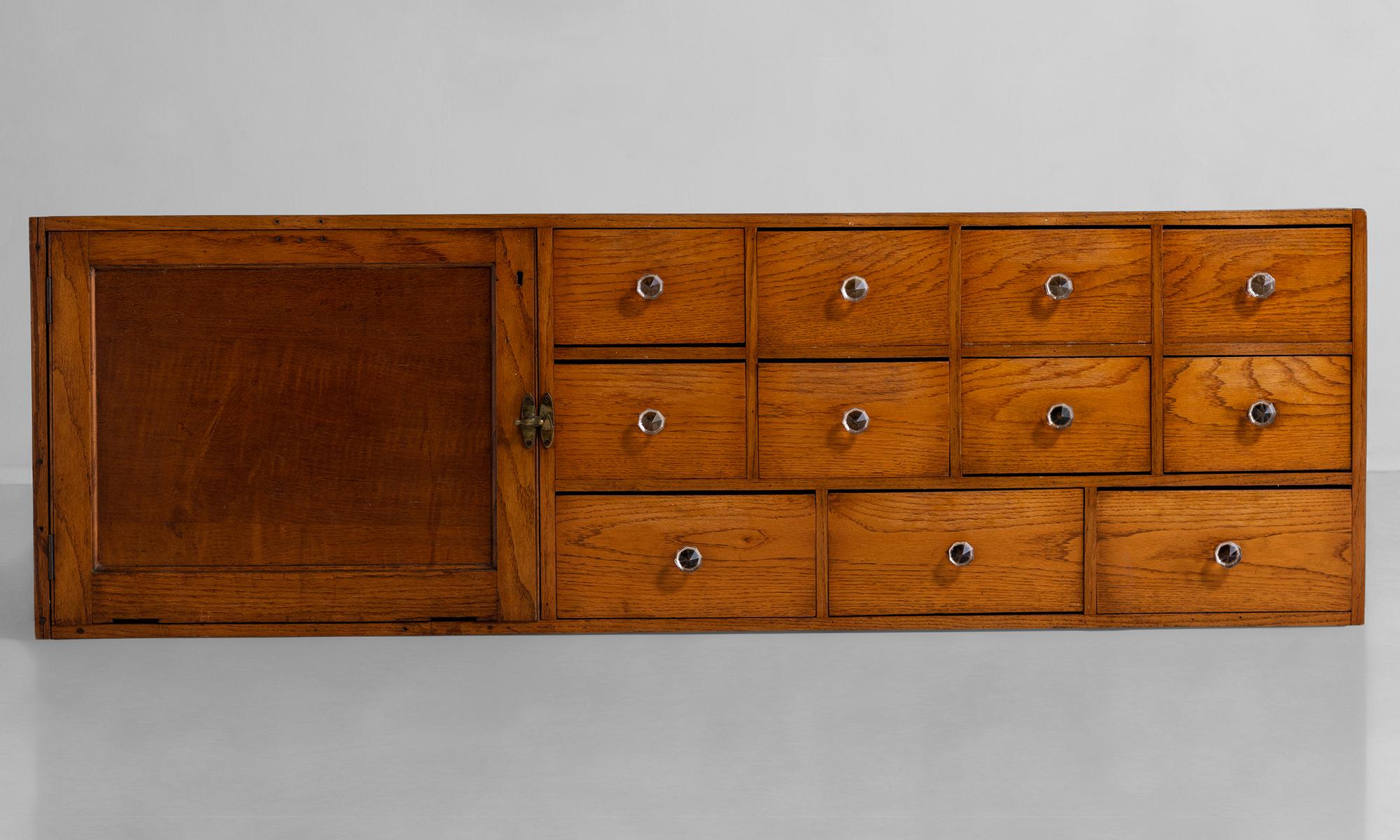 Oak fronted stacking cabinets with pine body, dovetailed drawers, original cut glass handles and ’T’ bar latches.



Measures: 60” W x 9” D x 27.5” H.
   