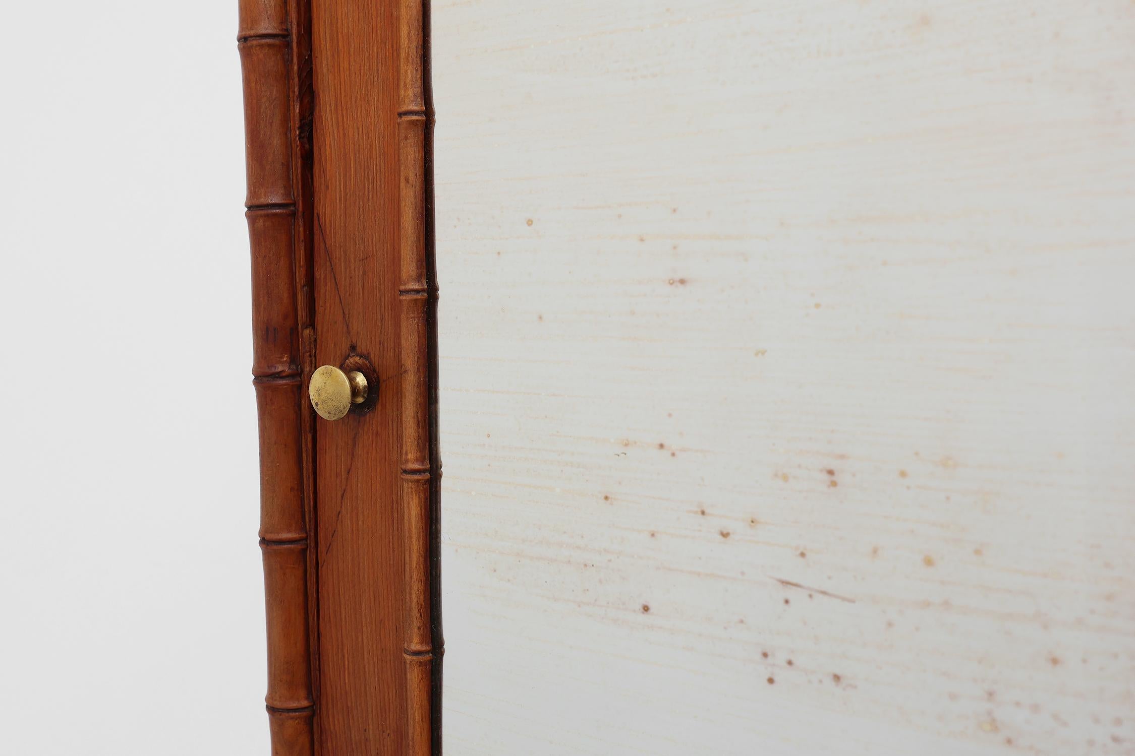 Apothecary cabinet in faux bamboo with mirror and drawer, France 1900s For Sale 4