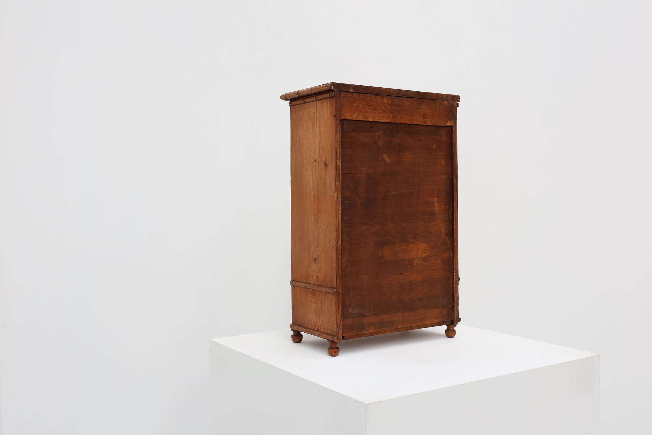 Apothecary cabinet in faux bamboo with mirror and drawer, France 1900s For Sale 8