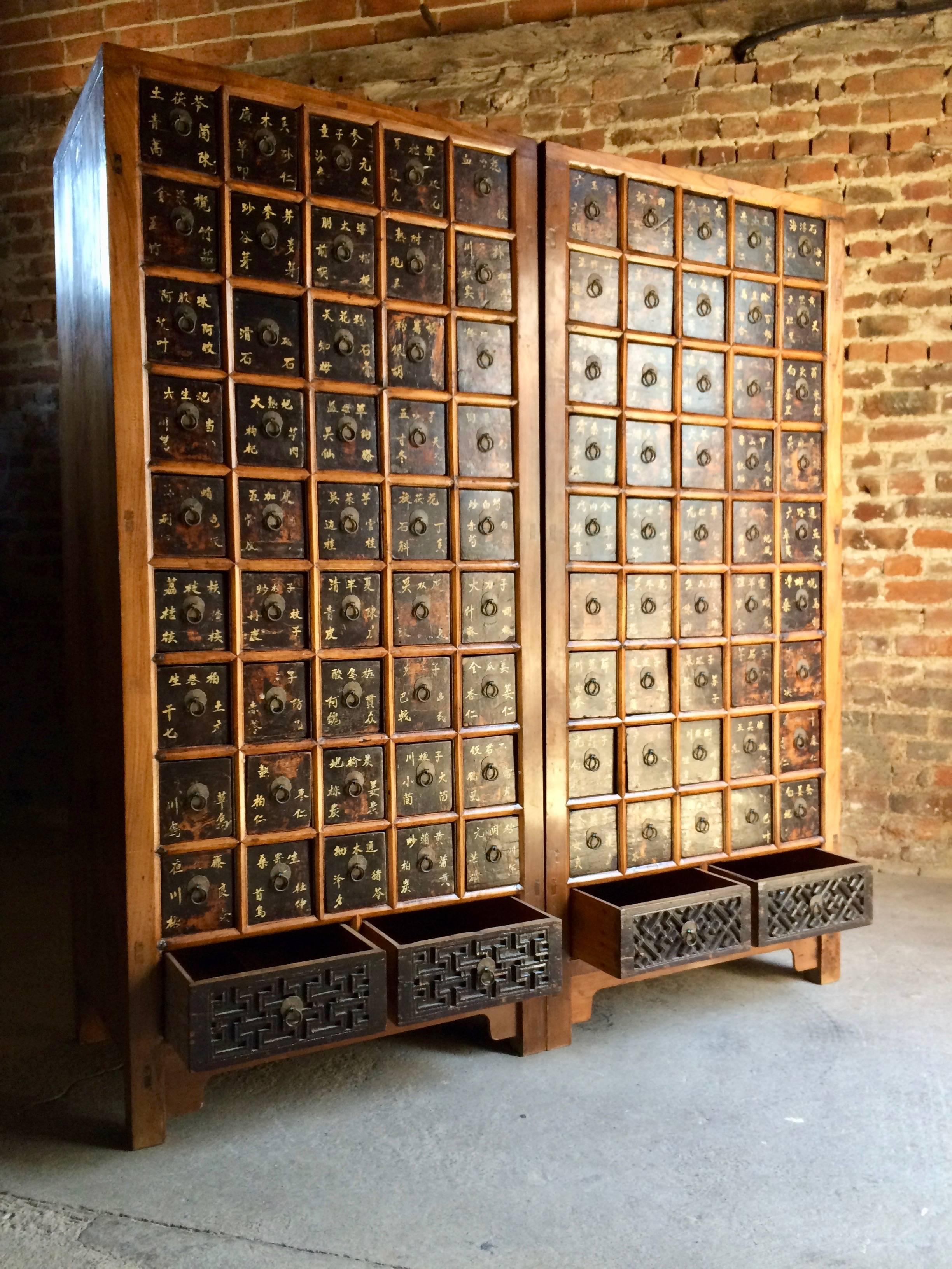 Chinese Export Apothecary Cabinets Elm Haberdashery Qing Dynasty, 19th century For Sale