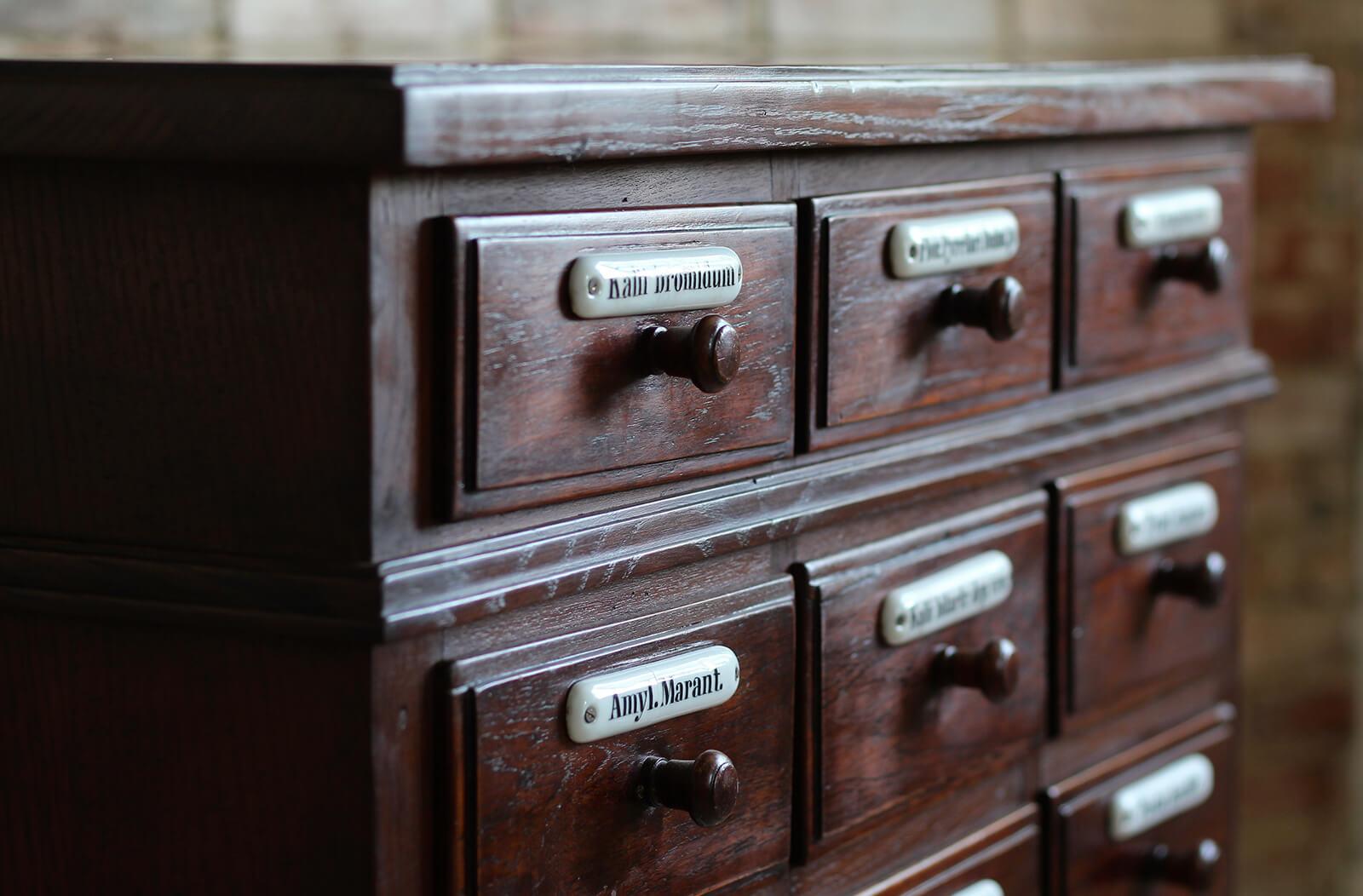 Oak Apothecary Chest of Drawers, Early 20th Century For Sale