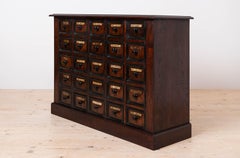 Apothecary Chest of Drawers, Solid Oak Wood, Restored, Early 20th Century