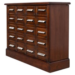 Apothecary Chest of Drawers, Solid Oak Wood, Restored, Early 20th Century