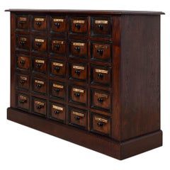 Apothecary Chest of Drawers, Solid Oak Wood, Restored, Early 20th Century