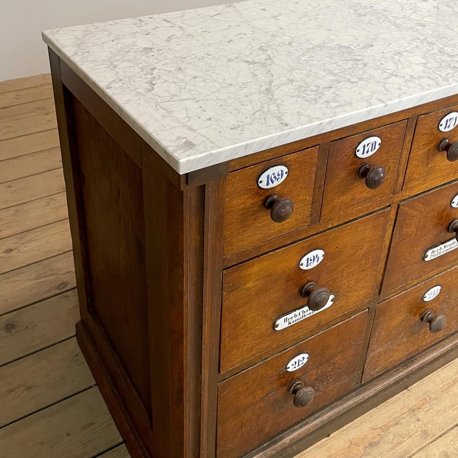 Apothecary Chest of Drawers with Marble Top, 1930s 5