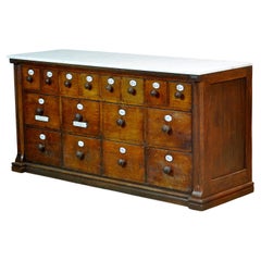 Vintage Apothecary Chest of Drawers with Marble Top, 1930s