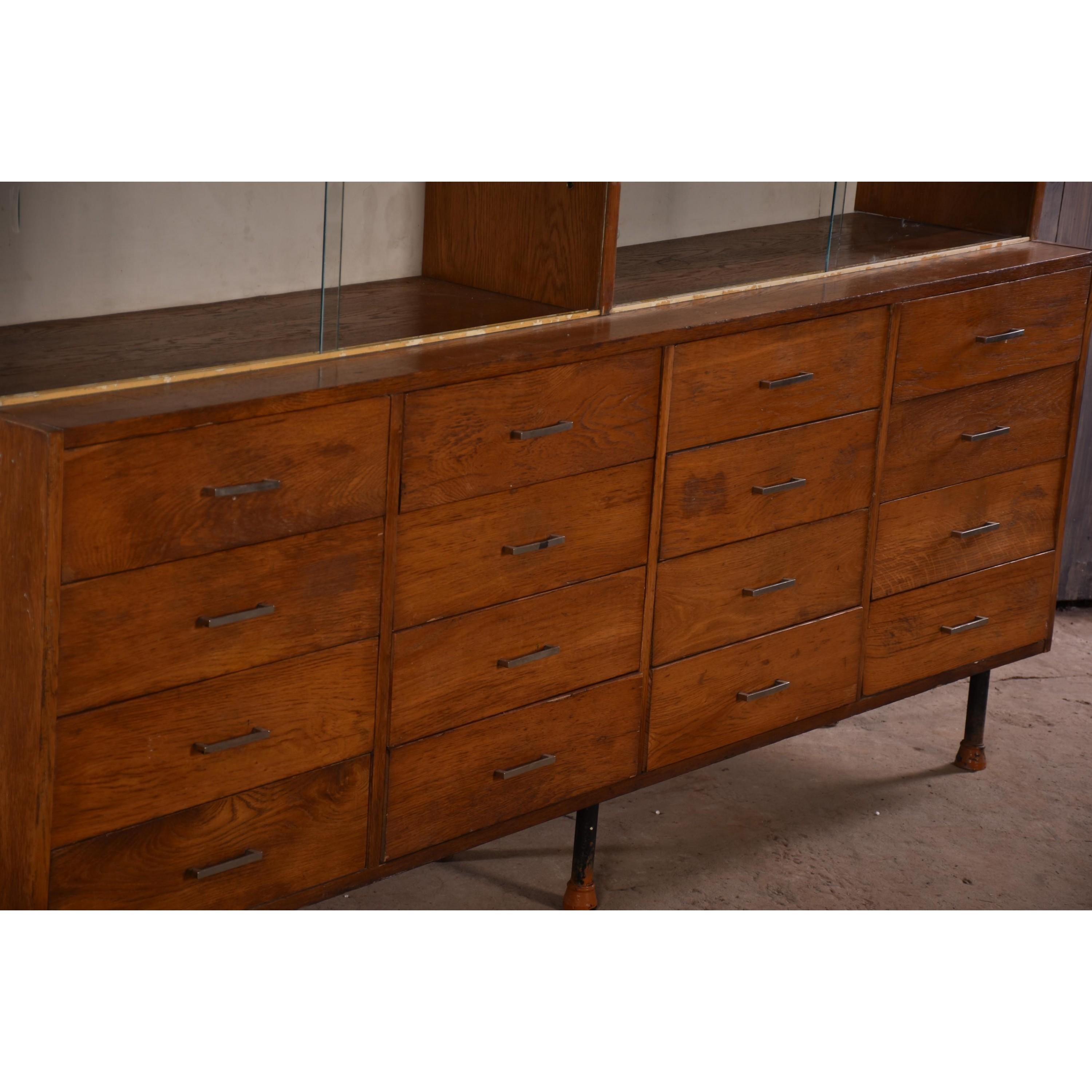 Industrial Apothecary Haberdashery Display Cabinet circa 1930s Number 12