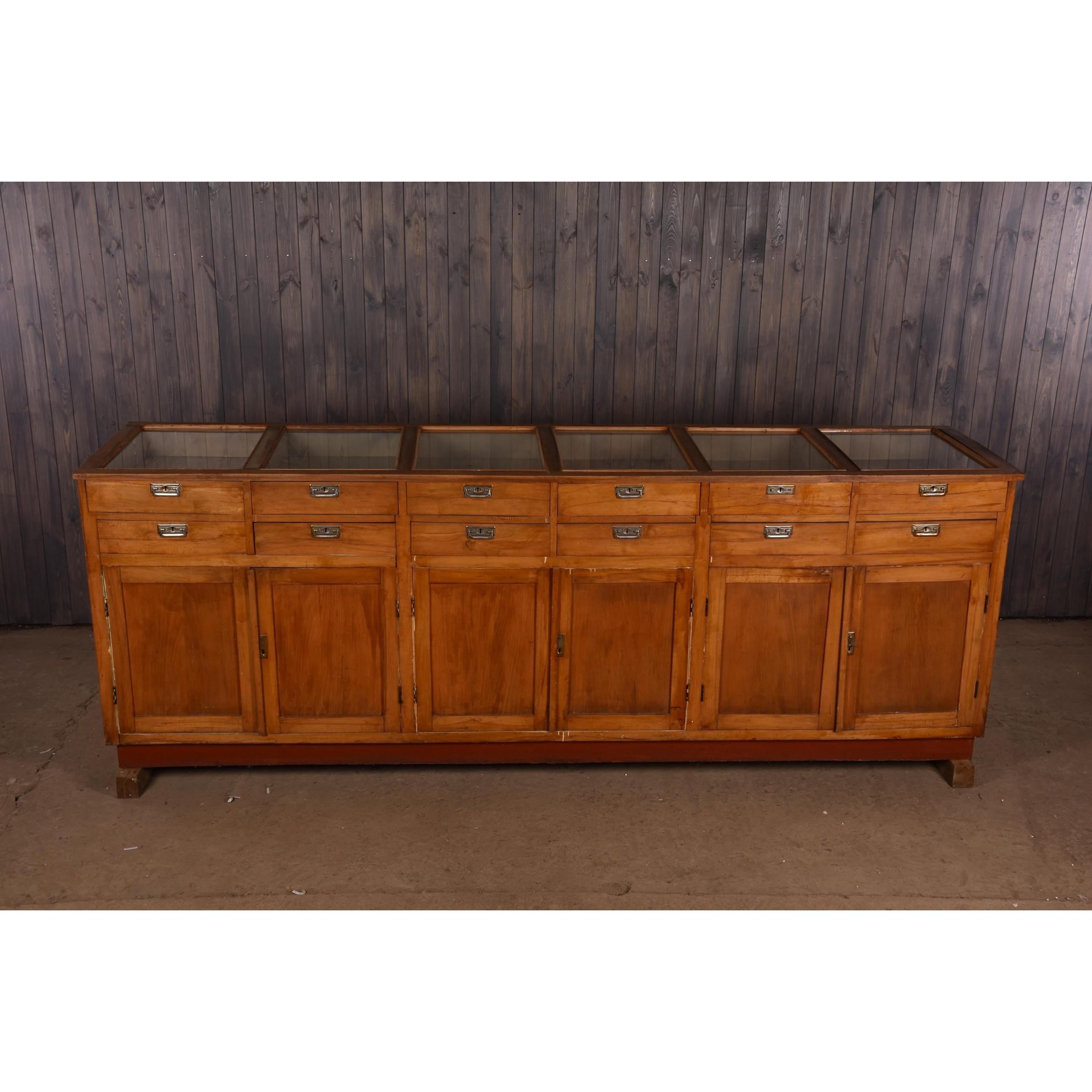Industrial Apothecary Haberdashery Display Counter Sideboard circa 1930s Number 13