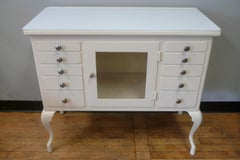 Apothecary Medical Cabinet circa 1910 cabriole legs, milk glass top, refinished