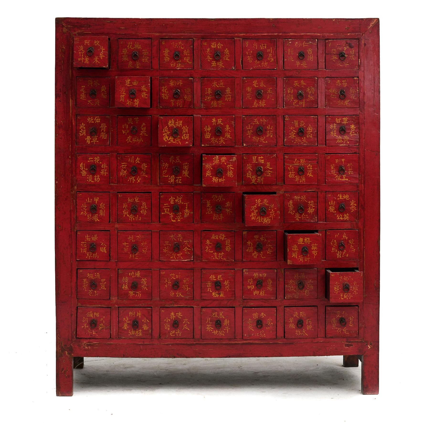 Lacquered Apothecary Medicine Chest with 56 Drawers