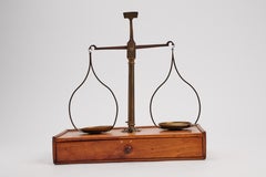 Apothecary precision scale, travelling set, France 1890