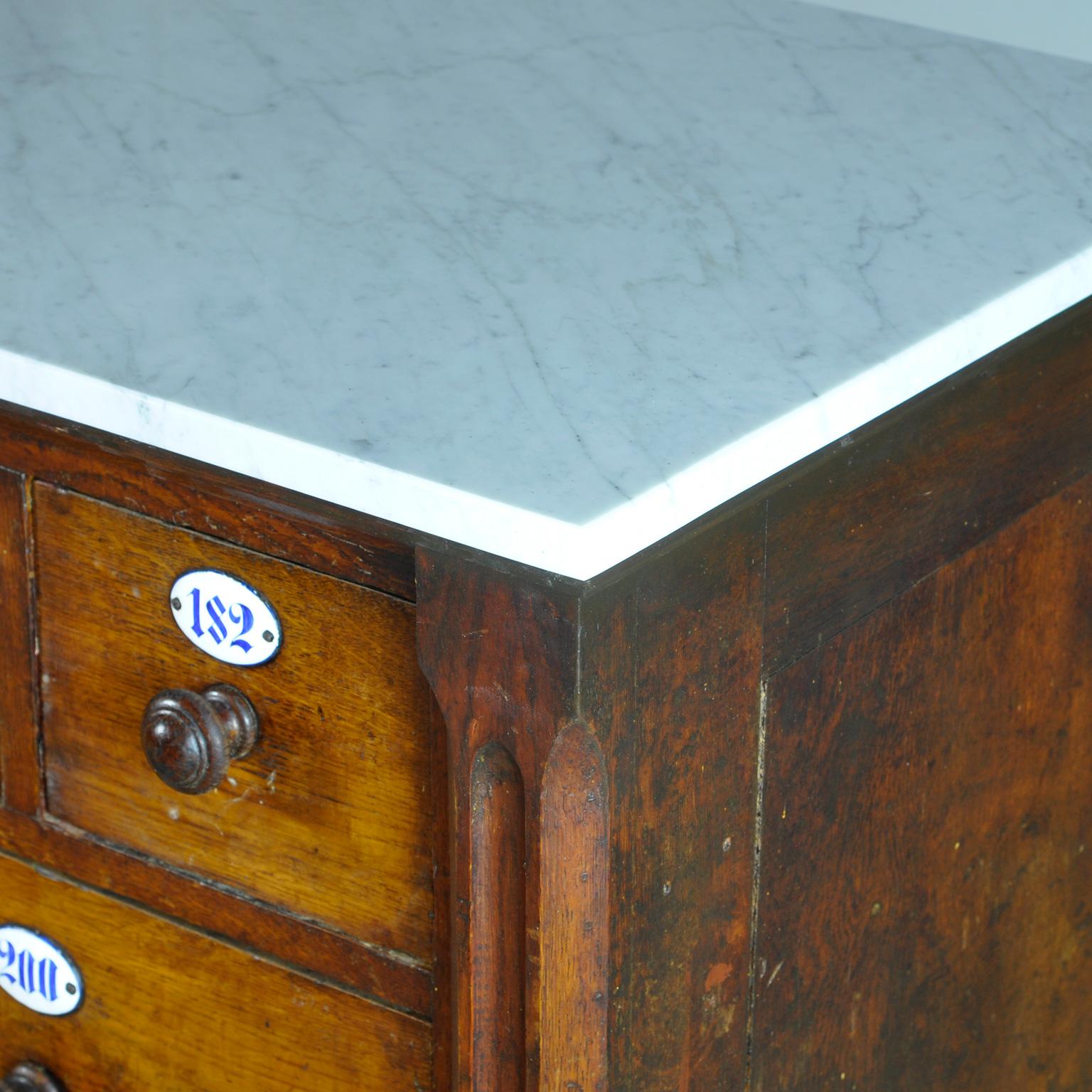 Apothecary's Chest of Drawers with Marble Top, 1930's In Good Condition In Amsterdam, Noord Holland