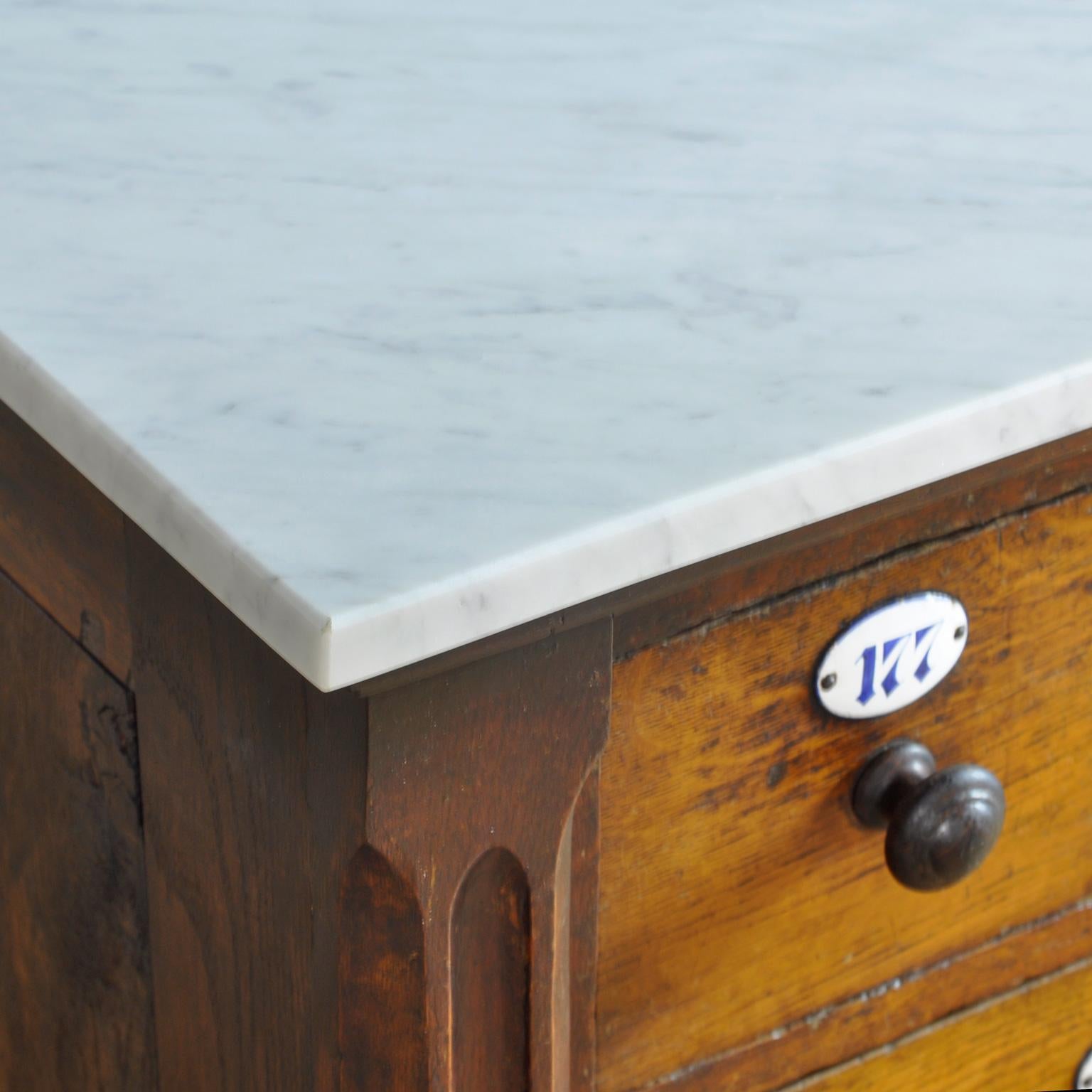 Mid-20th Century Apothecary's Chest of Drawers with Marble Top, 1930's