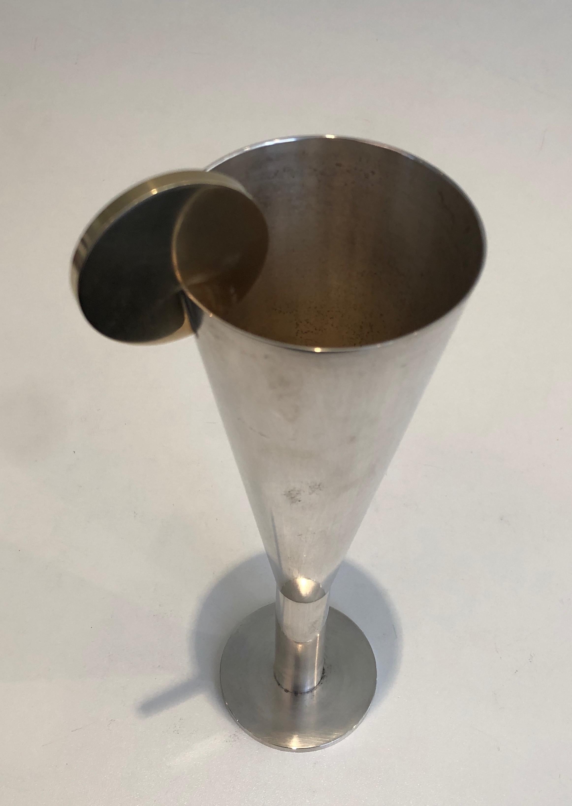 A.Pozzi, Silver Plated and Brass Champagne Flute, Italy, Marked Padova A.Pozzi For Sale 6