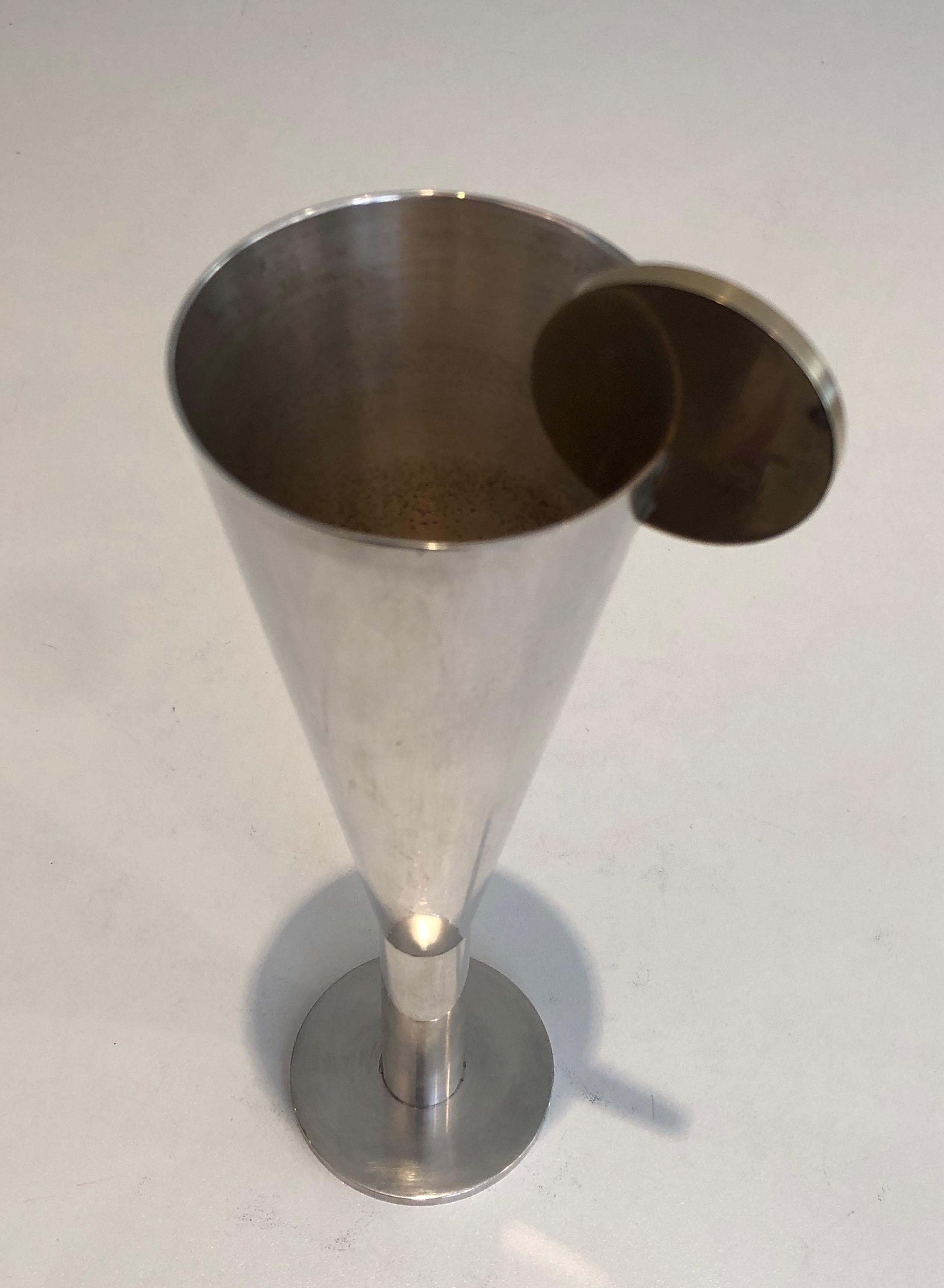 A.Pozzi, Silver Plated and Brass Champagne Flute, Italy, Marked Padova A.Pozzi For Sale 7