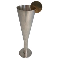 A.Pozzi, Silver Plated and Brass Champagne Flute, Italy, Marked Padova A.Pozzi