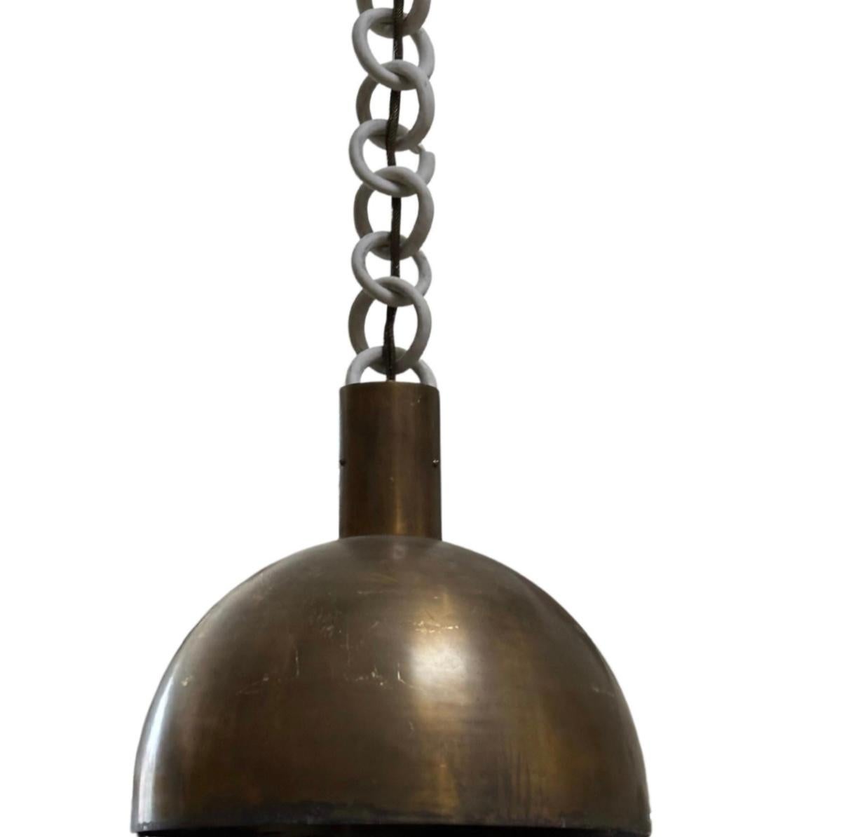 Industrial Apparatus + Alice Goldsmith Porcelain Link & Aged Brass Pendant Light Fixture