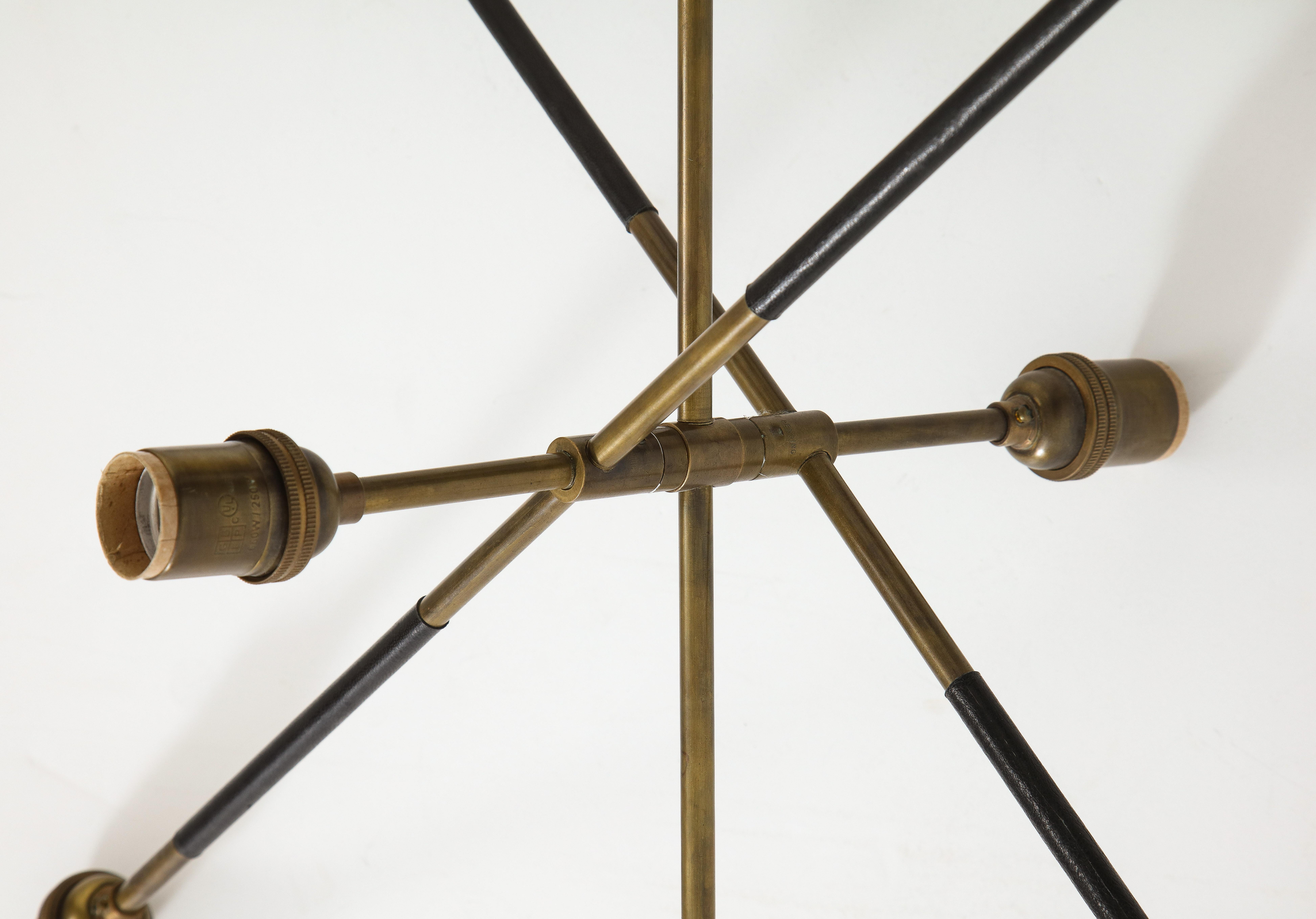 Apparatus Highwire: Tandem Small Light Fixture in Brass and Black Calfskin 4