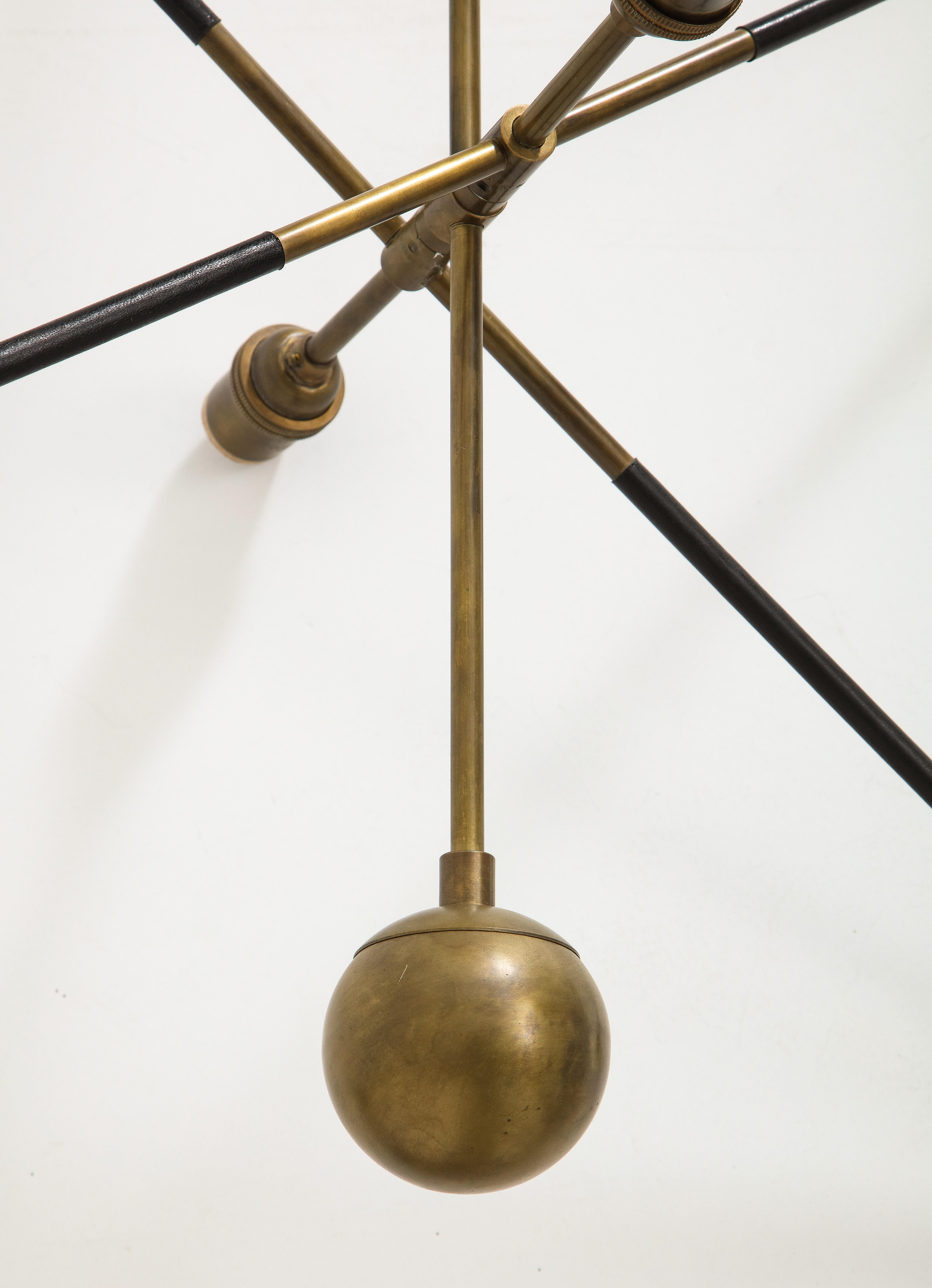 Apparatus Highwire: Tandem Small Light Fixture in Brass and Black Calfskin 5