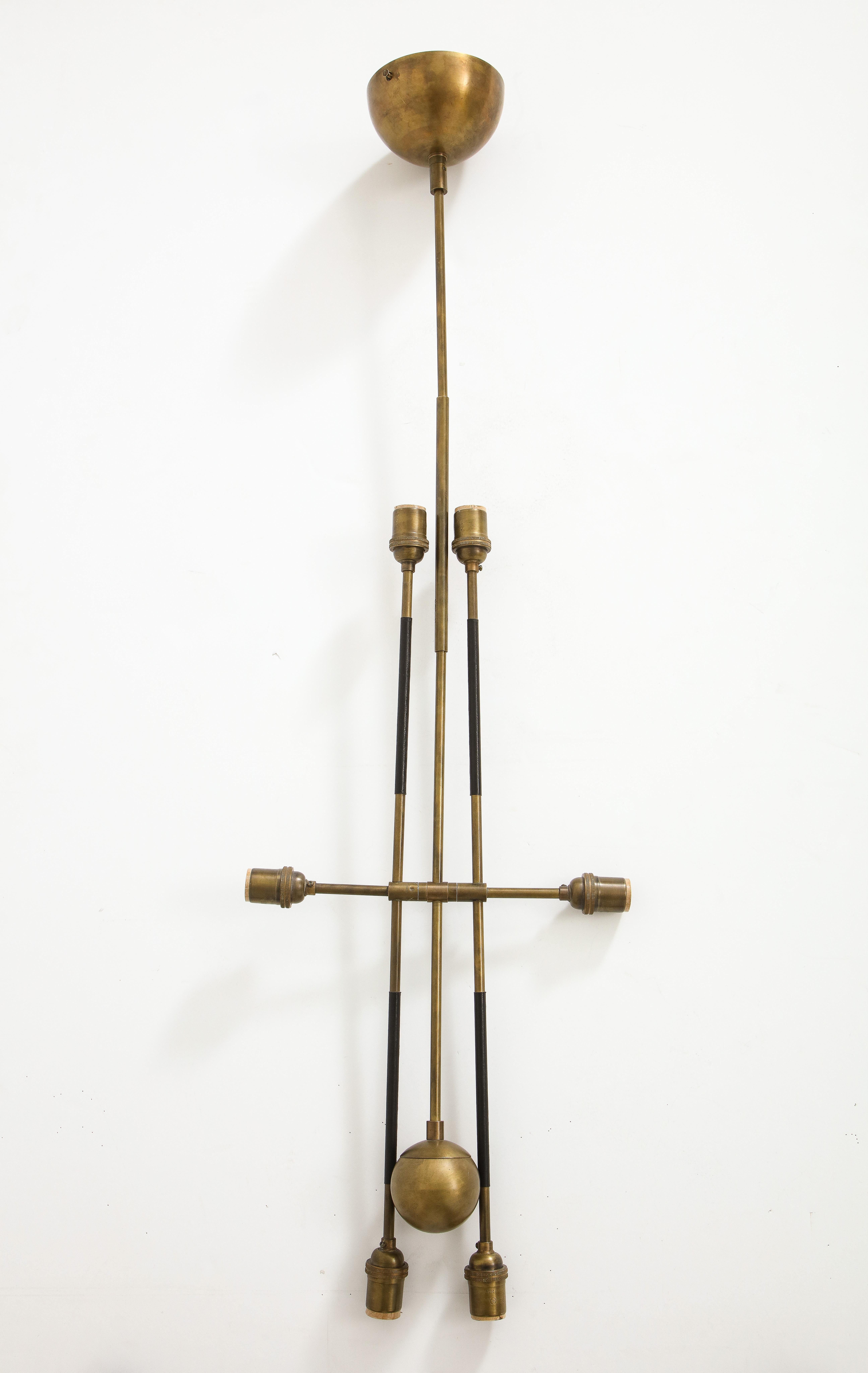 Apparatus Highwire: Tandem Small Light Fixture in Brass and Black Calfskin 8