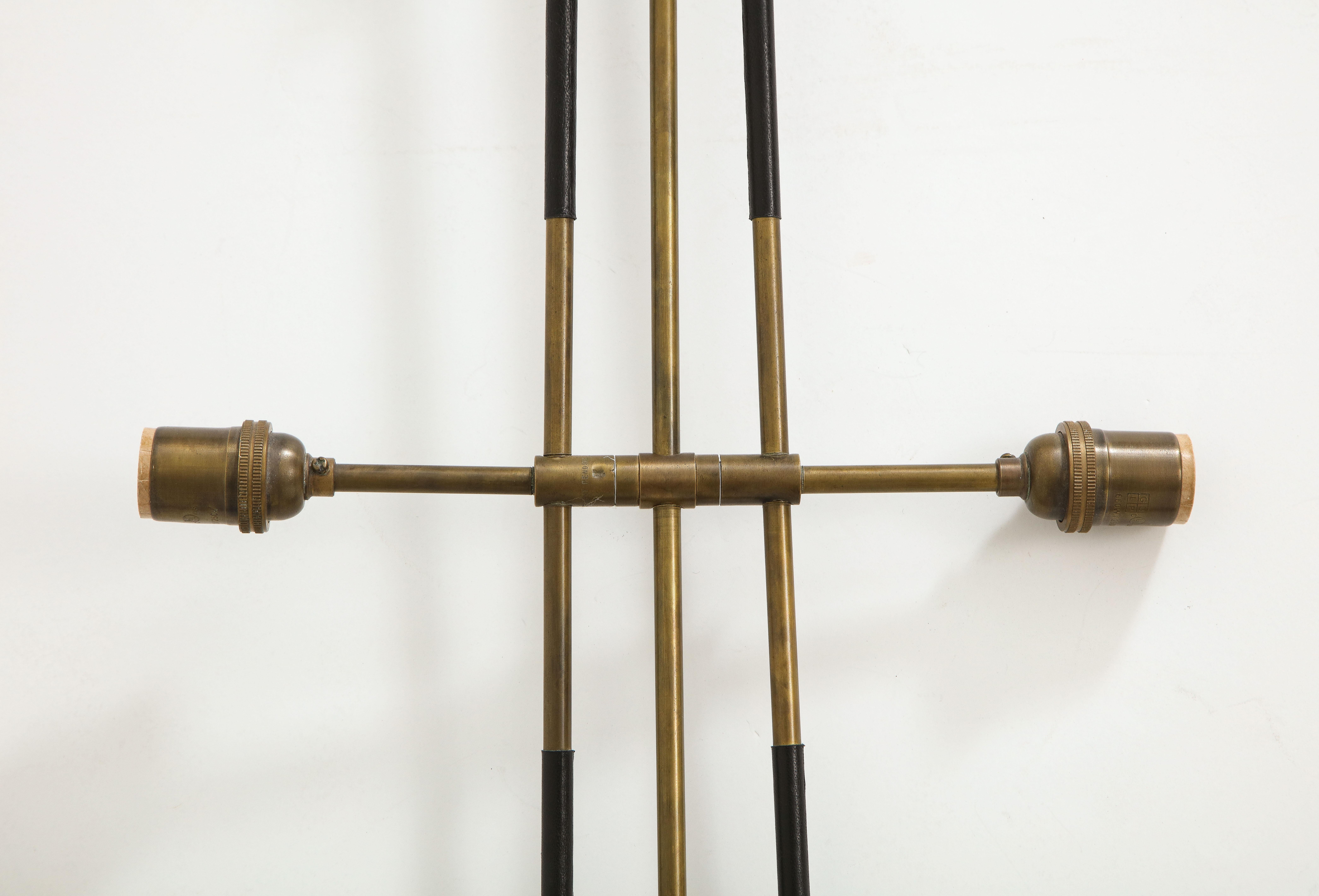 Apparatus Highwire: Tandem Small Light Fixture in Brass and Black Calfskin 9