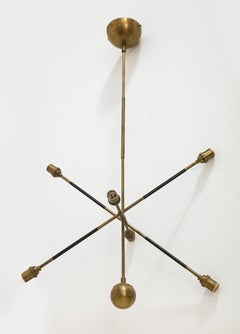 Apparatus Highwire: Tandem Small Light Fixture in Brass and Black Calfskin