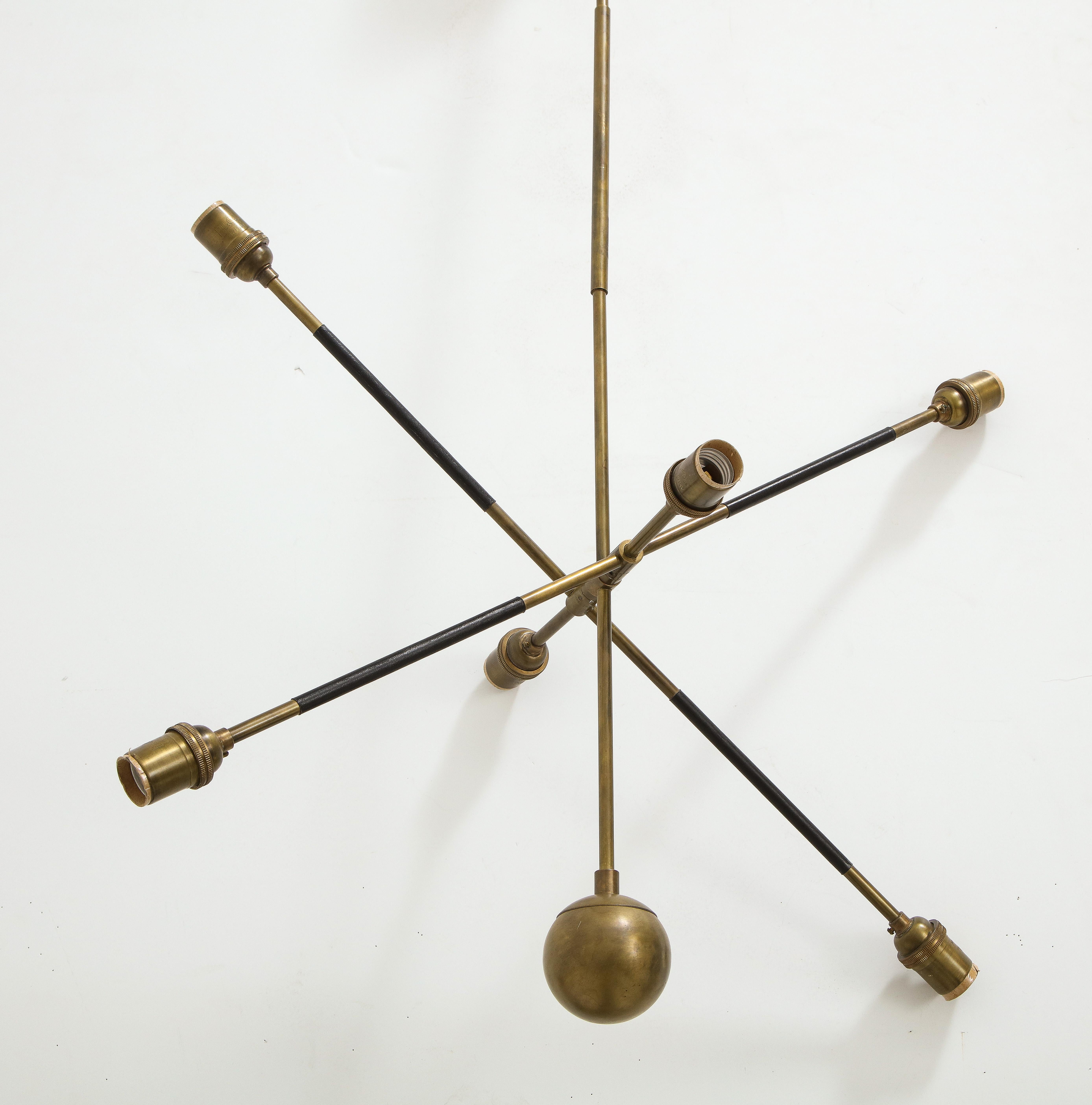 American Apparatus Highwire: Tandem Small Light Fixture in Brass and Black Calfskin
