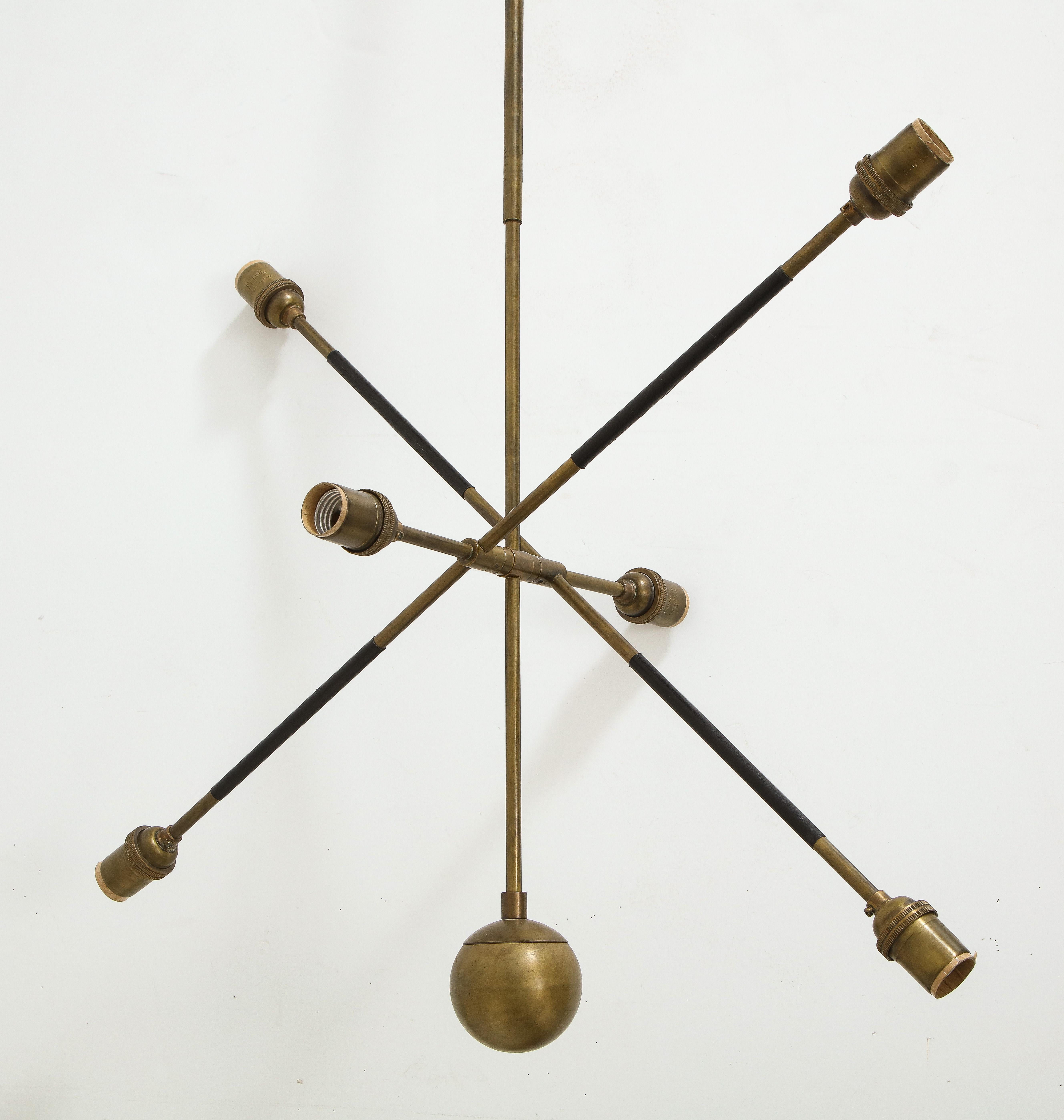 Apparatus Highwire: Tandem Small Light Fixture in Brass and Black Calfskin 1