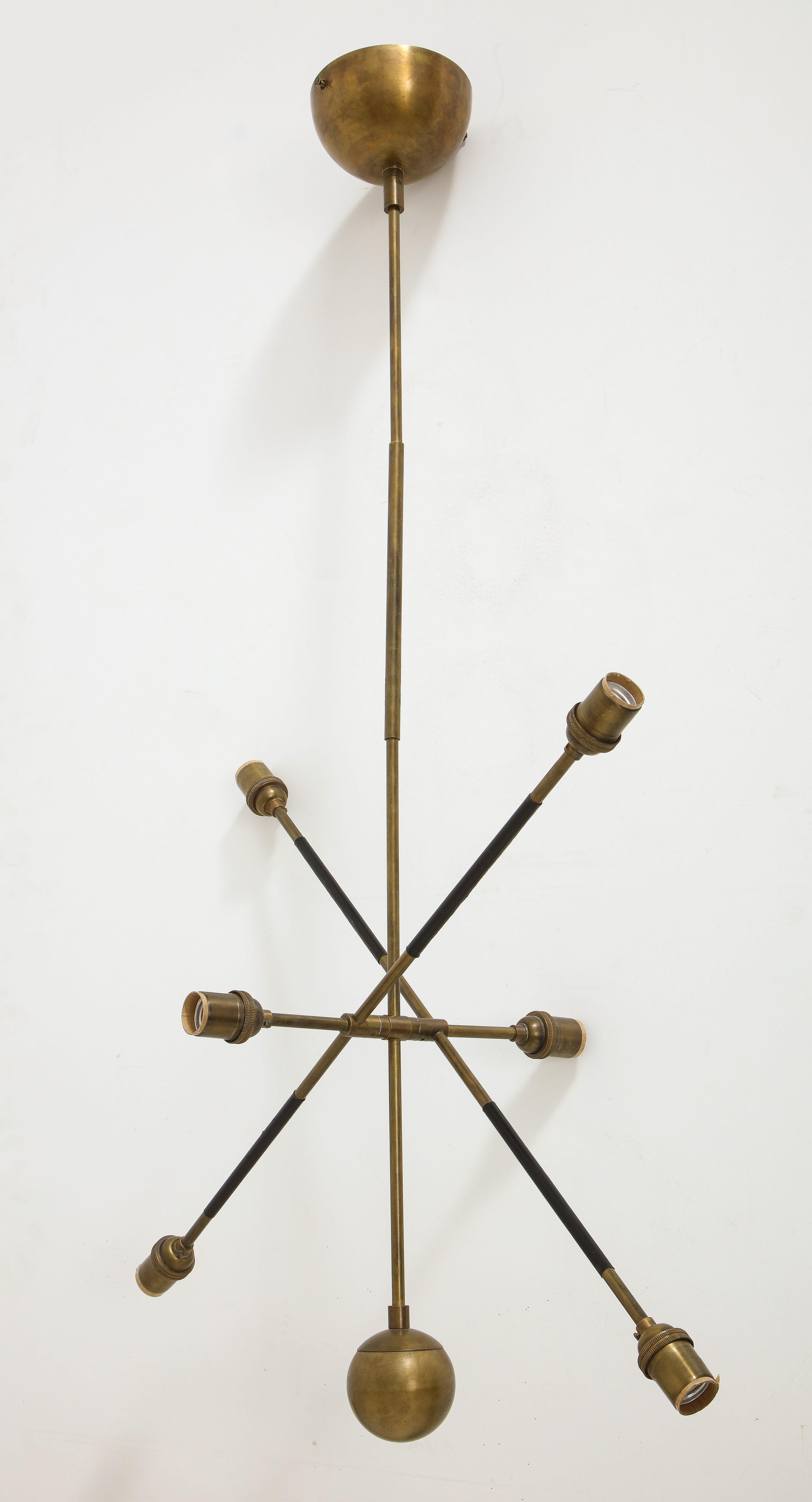 Apparatus Highwire: Tandem Small Light Fixture in Brass and Black Calfskin 2