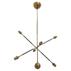 Apparatus Highwire: Tandem Small Light Fixture in Brass and Black Calfskin