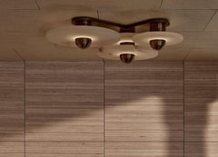 Apparatus Studio Median 3 Surface Sconce in ottone invecchiato e alabastro