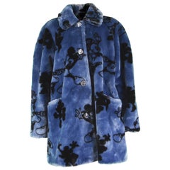 Apparence Paris Mickey & Minnie Mouse Blue Faux Fur Vintage Coat, 1990s