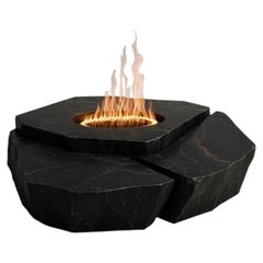 Apparentia Dos Fire Table in Black Marble & Stainless Steel by Andres Monnier