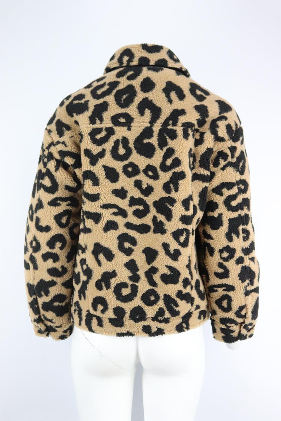 Brown Apparis Leopard Print Faux Shearling Jacket Small