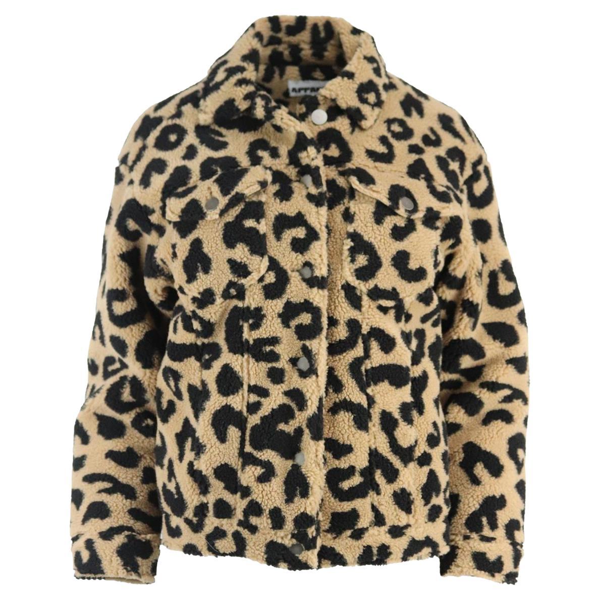 Apparis Leopard Print Faux Shearling Jacket Small