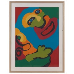 Vintage Karel Appel, Faces, Screen Print, Framed