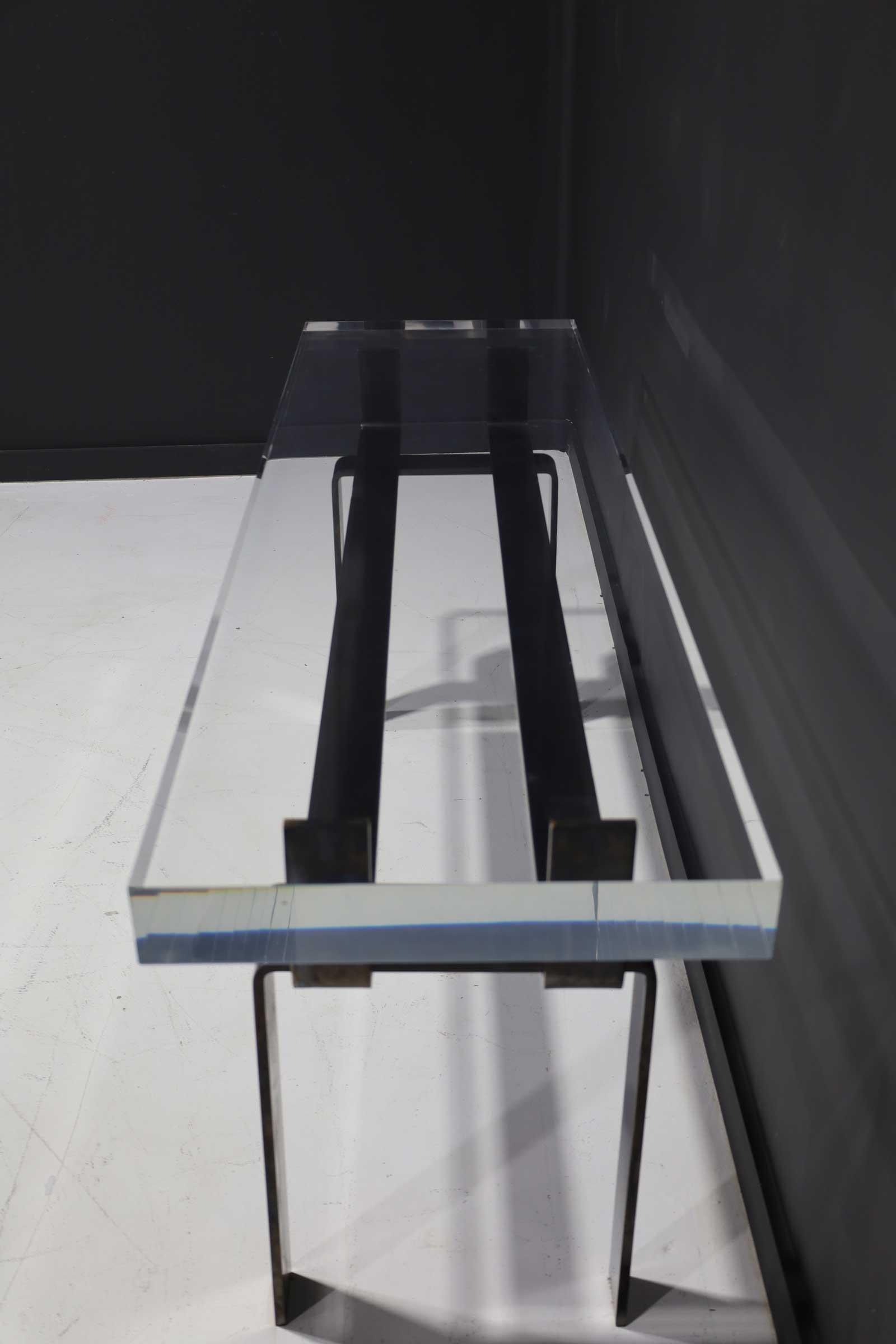 North American Appel Modern Lucite and Bronze Console