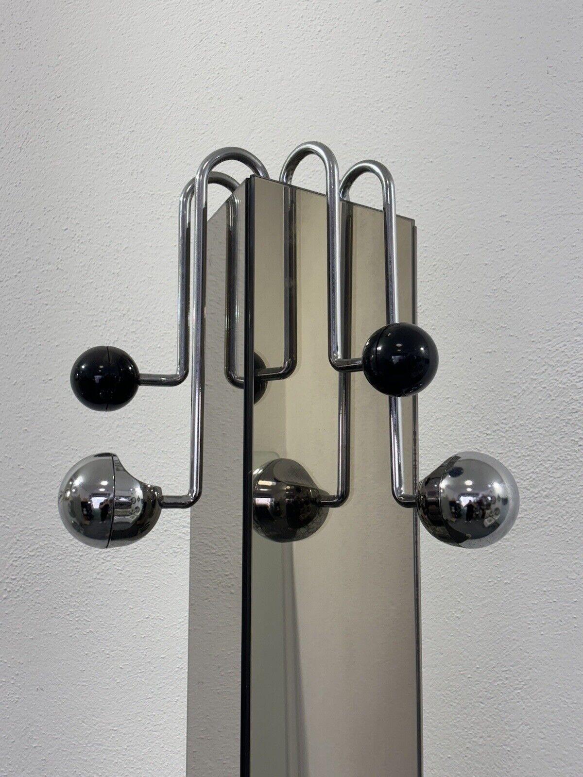 Steel Swivel Mirror Coat Stand Modern Design 1970's For Sale