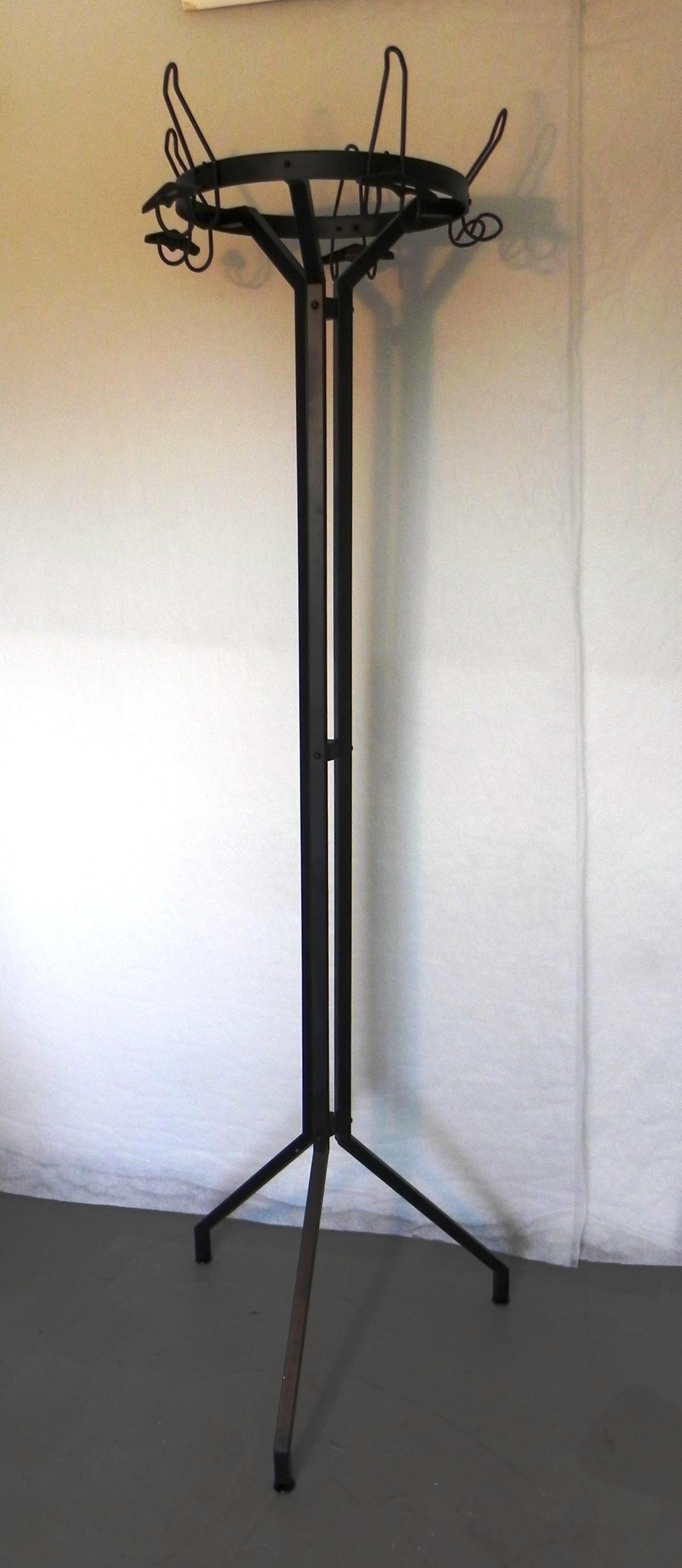 industrial style coat rack , 1960s. all black painted iron. stable and sturdy.