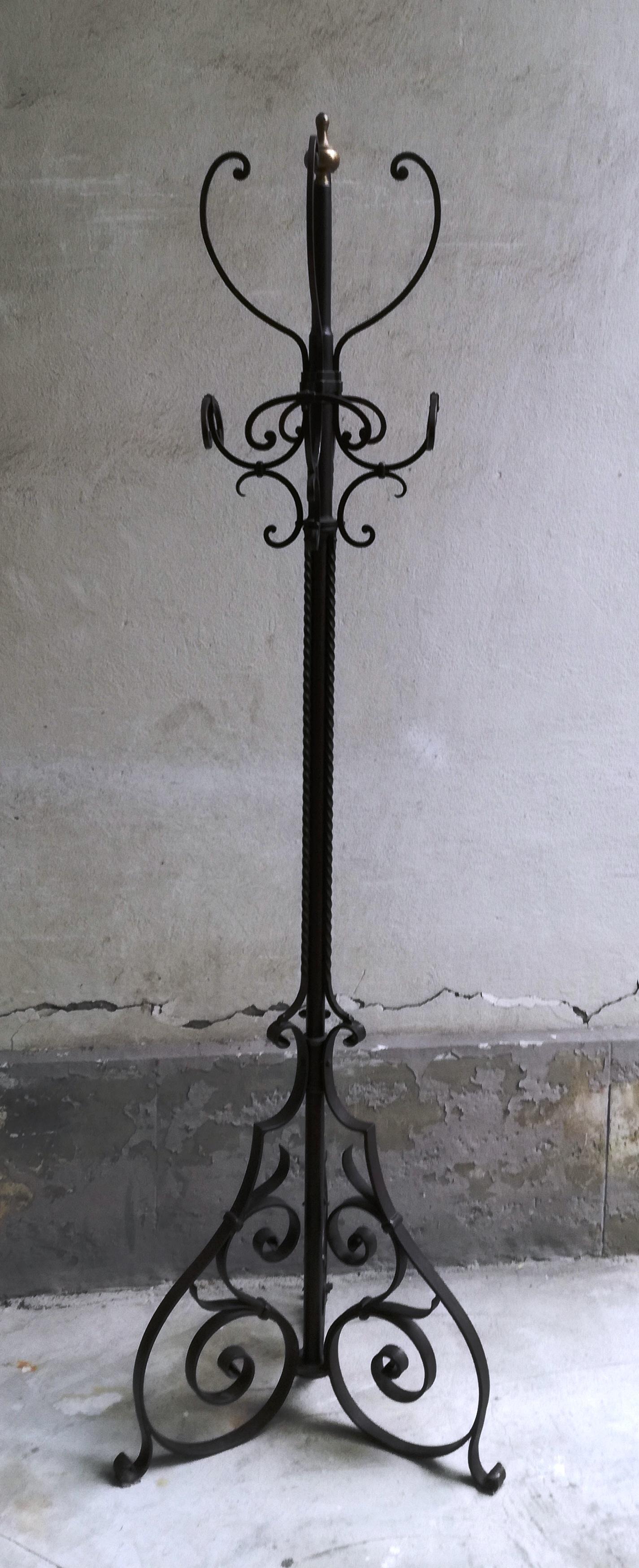 Art Deco coat stand, wrought iron. early 20th century For Sale