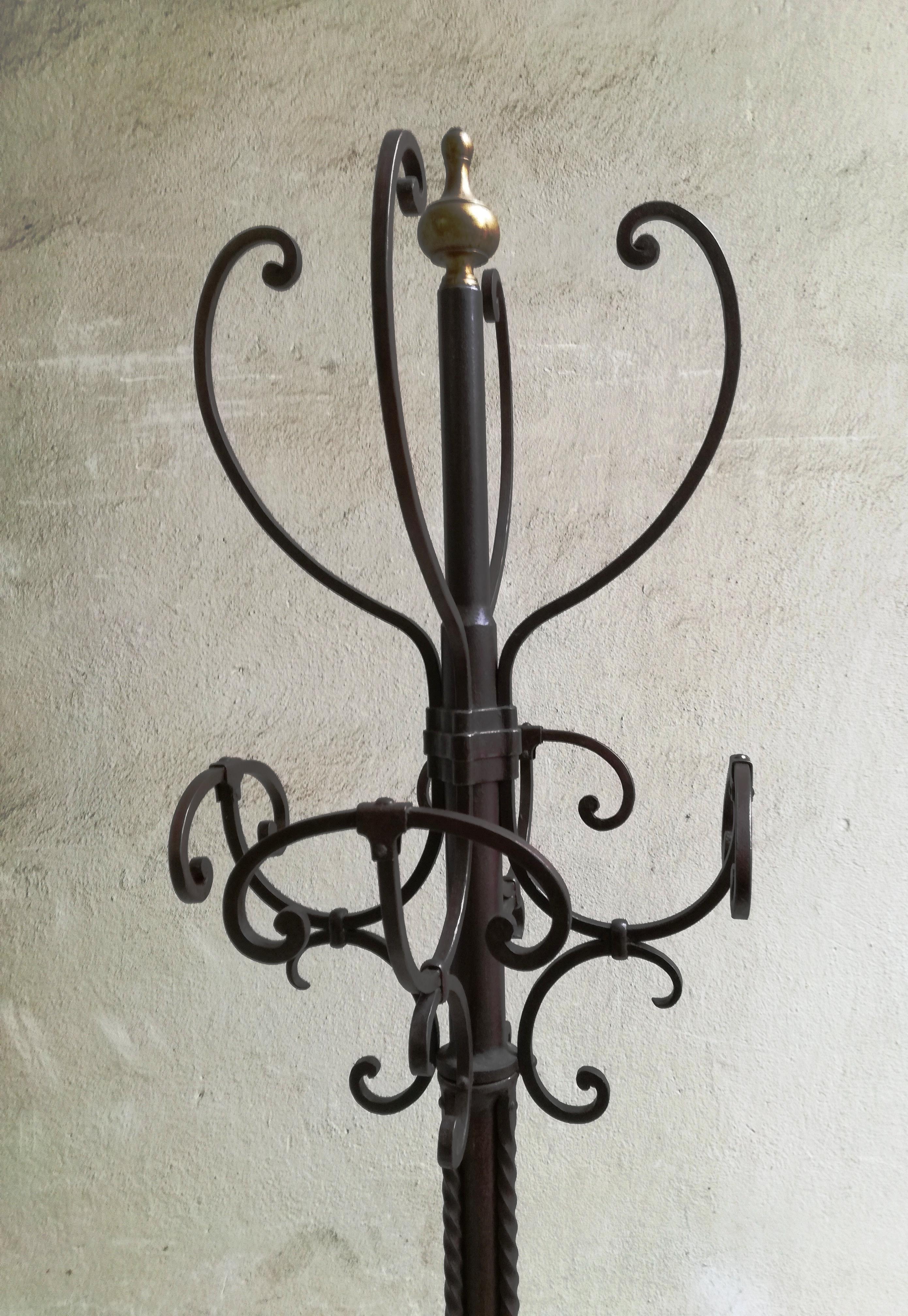 Hand-Crafted coat stand, wrought iron. early 20th century For Sale